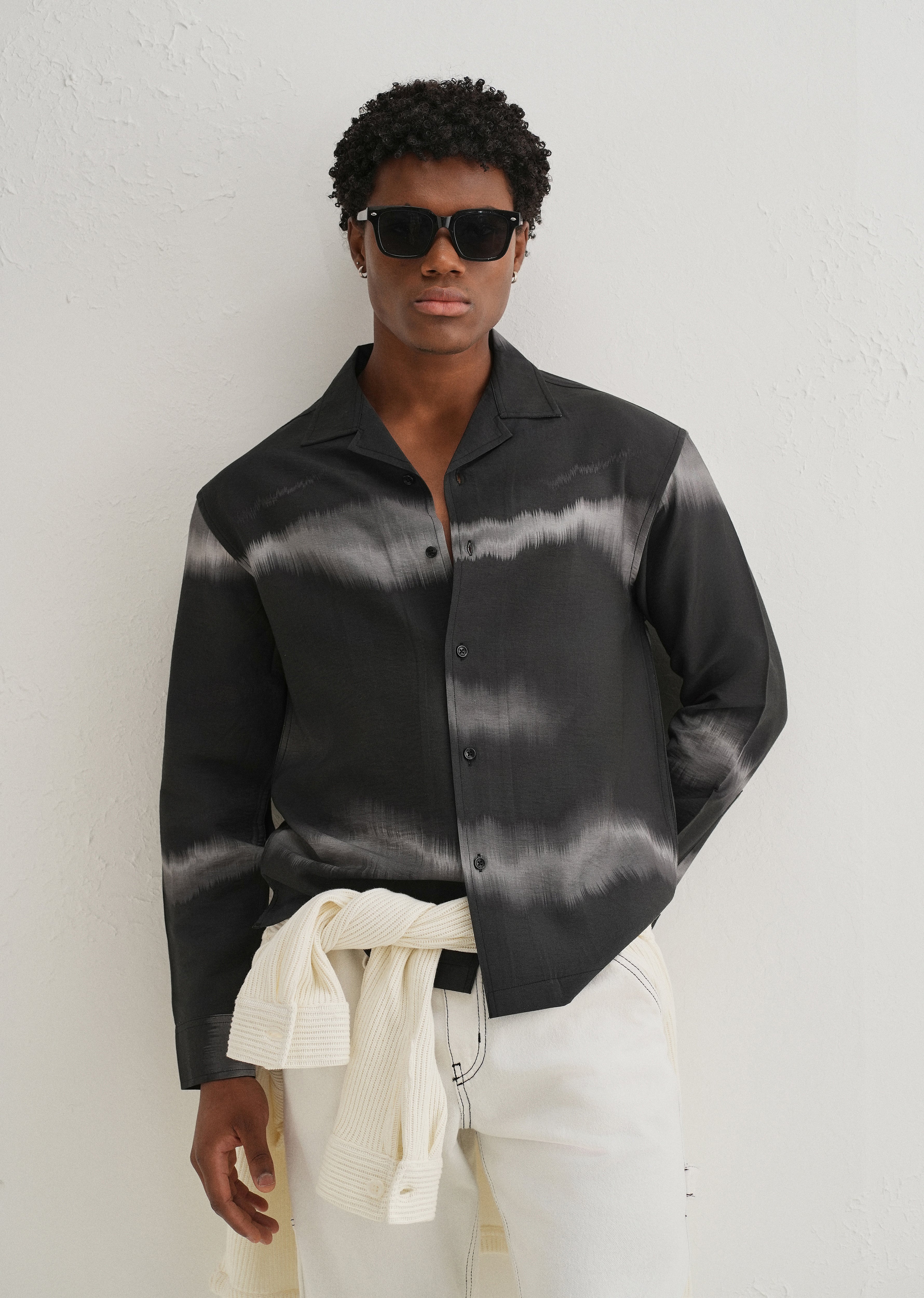Black Ash Wave Printed Shirt