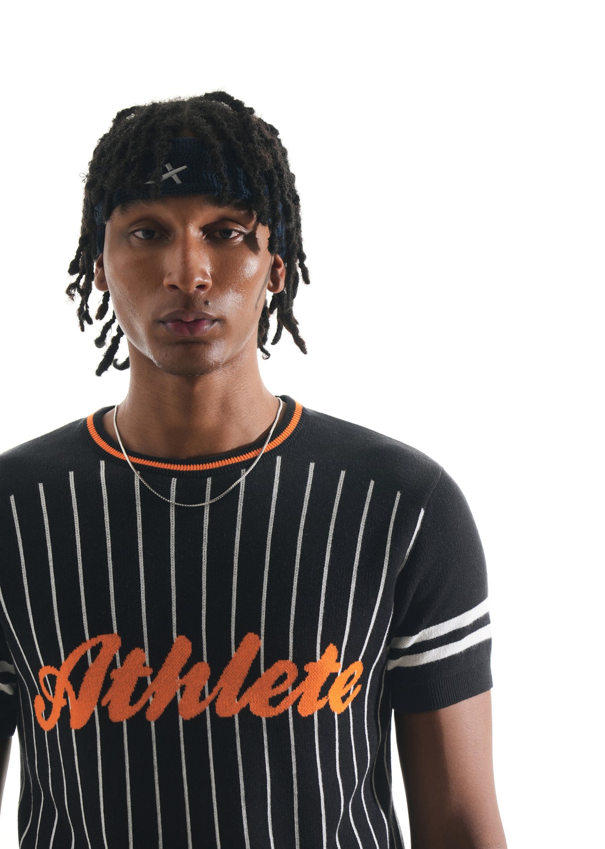 Black Athlete Jacquard Knit T-Shirt
