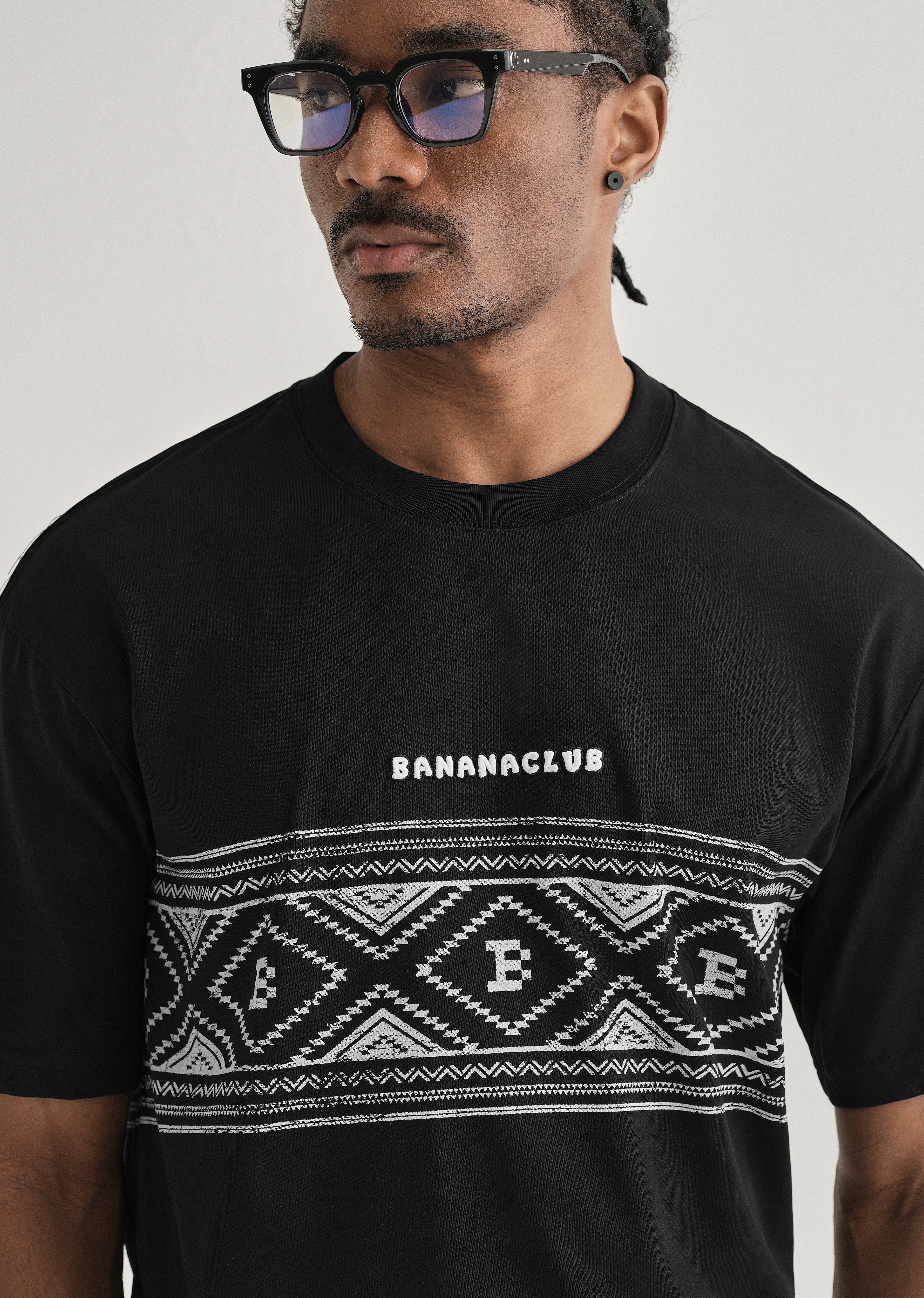 Black Aztec Printed Oversized T-shirt