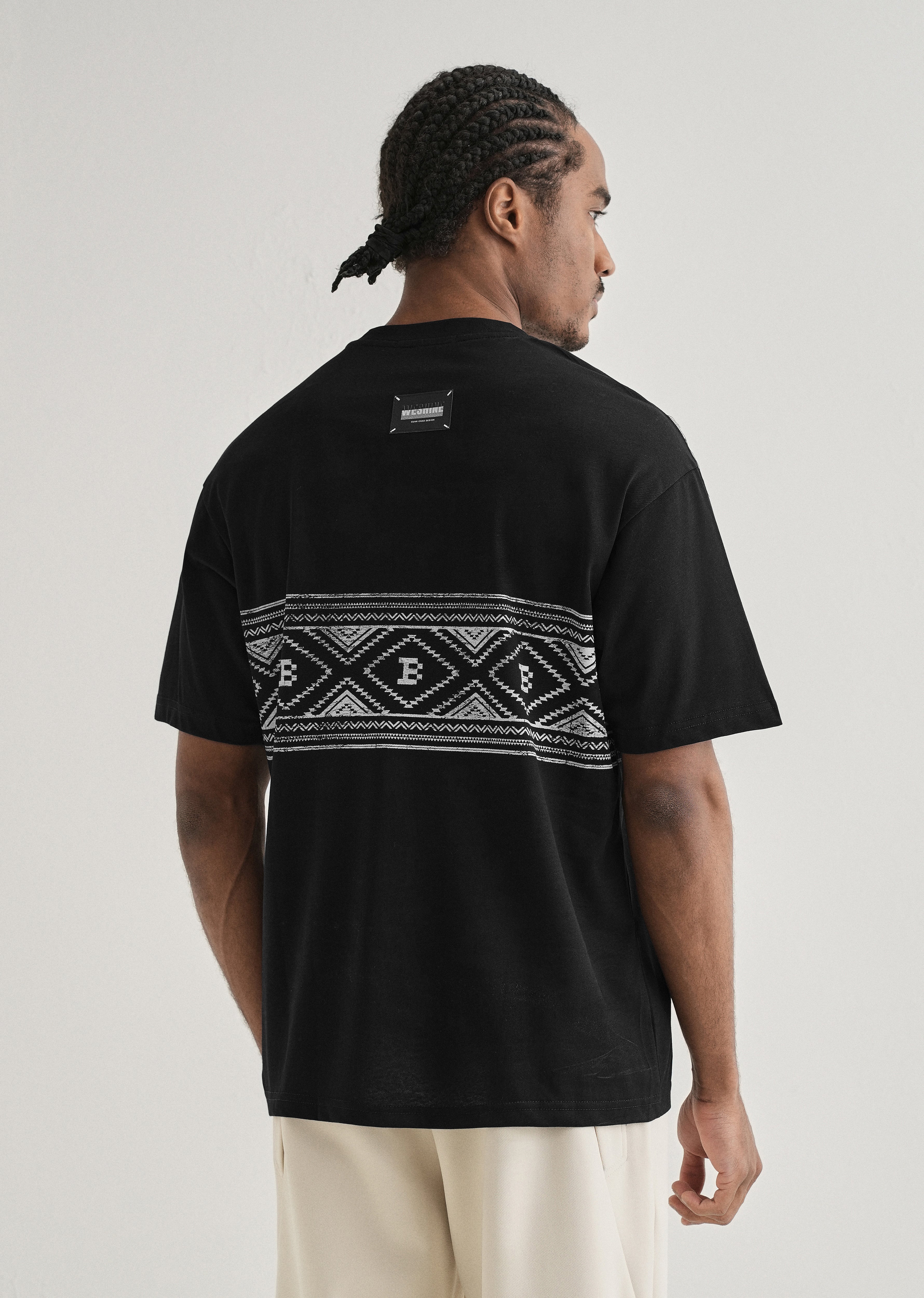 Black Aztec Printed Oversized T-shirt