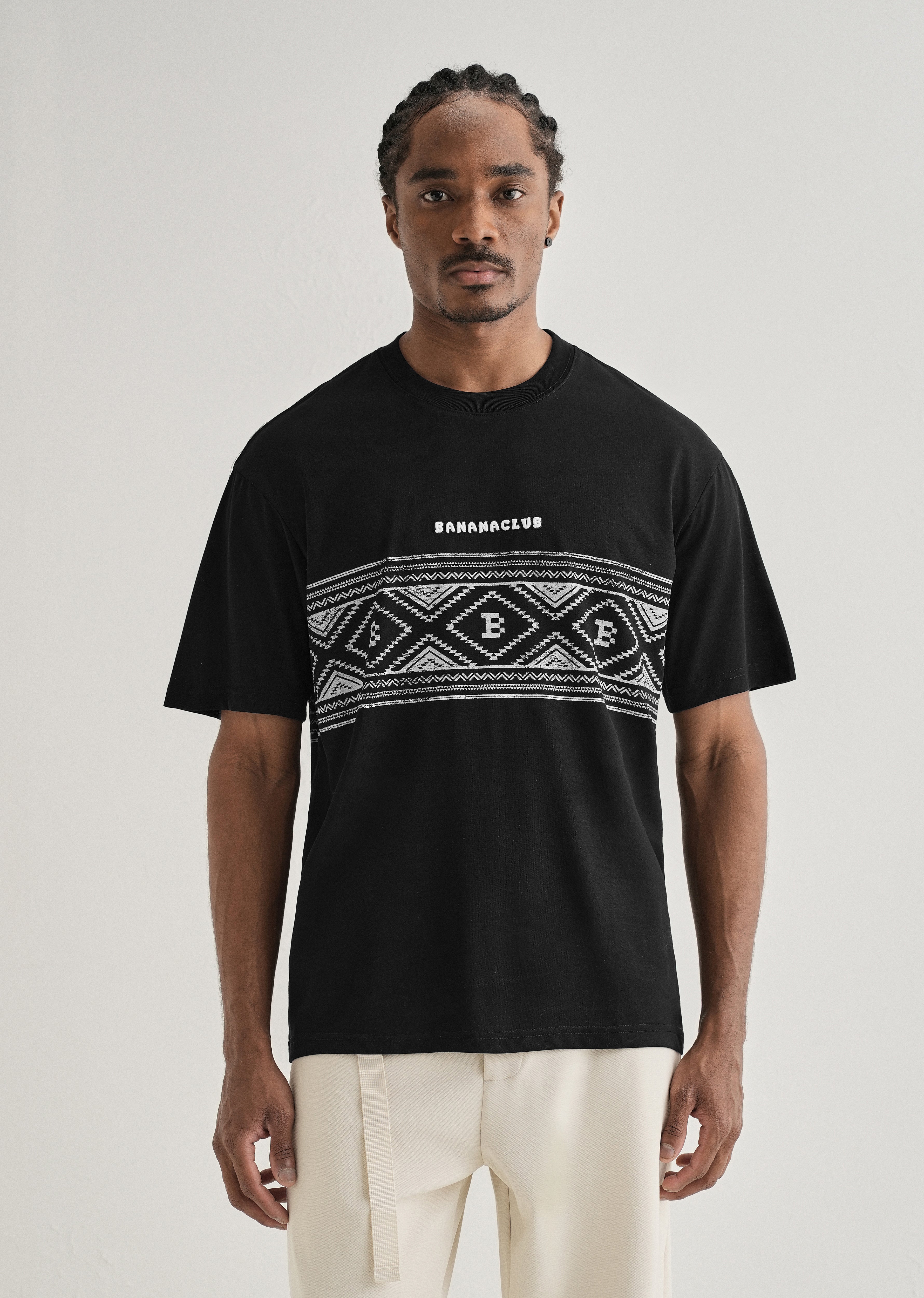 Black Aztec Printed Oversized T-shirt