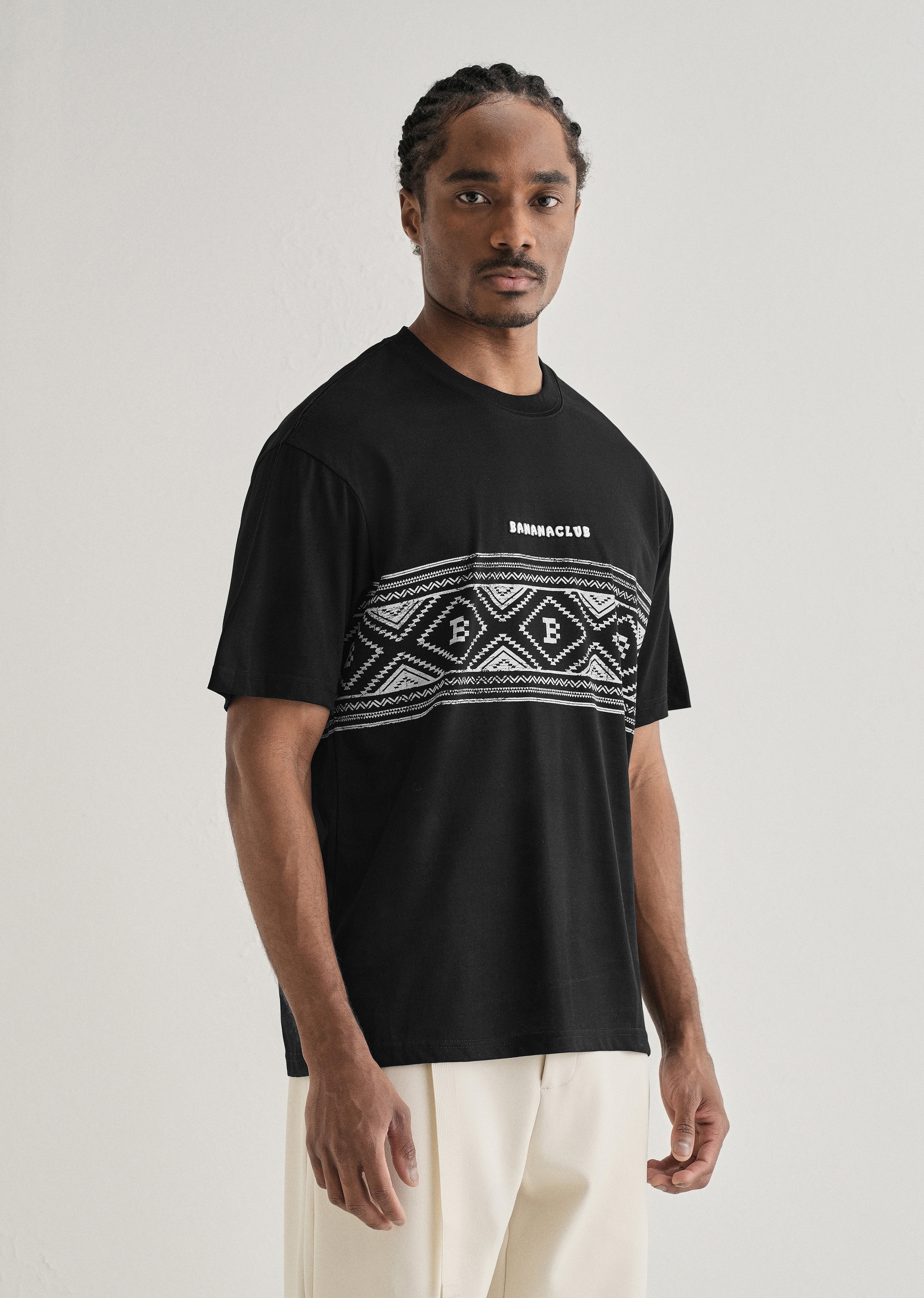 Black Aztec Printed Oversized T-shirt