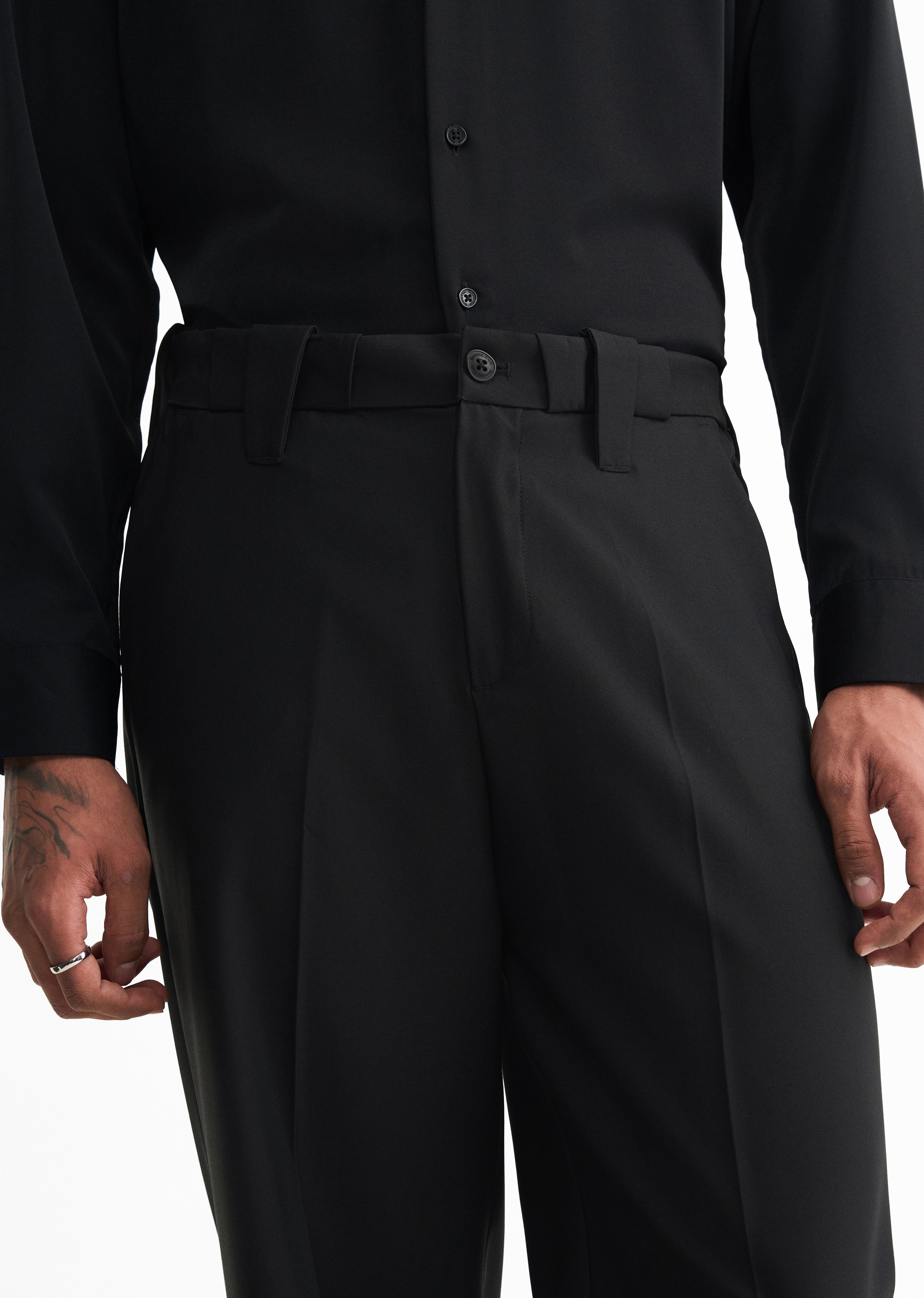 Black Back Elastic Relaxed Fit Trouser