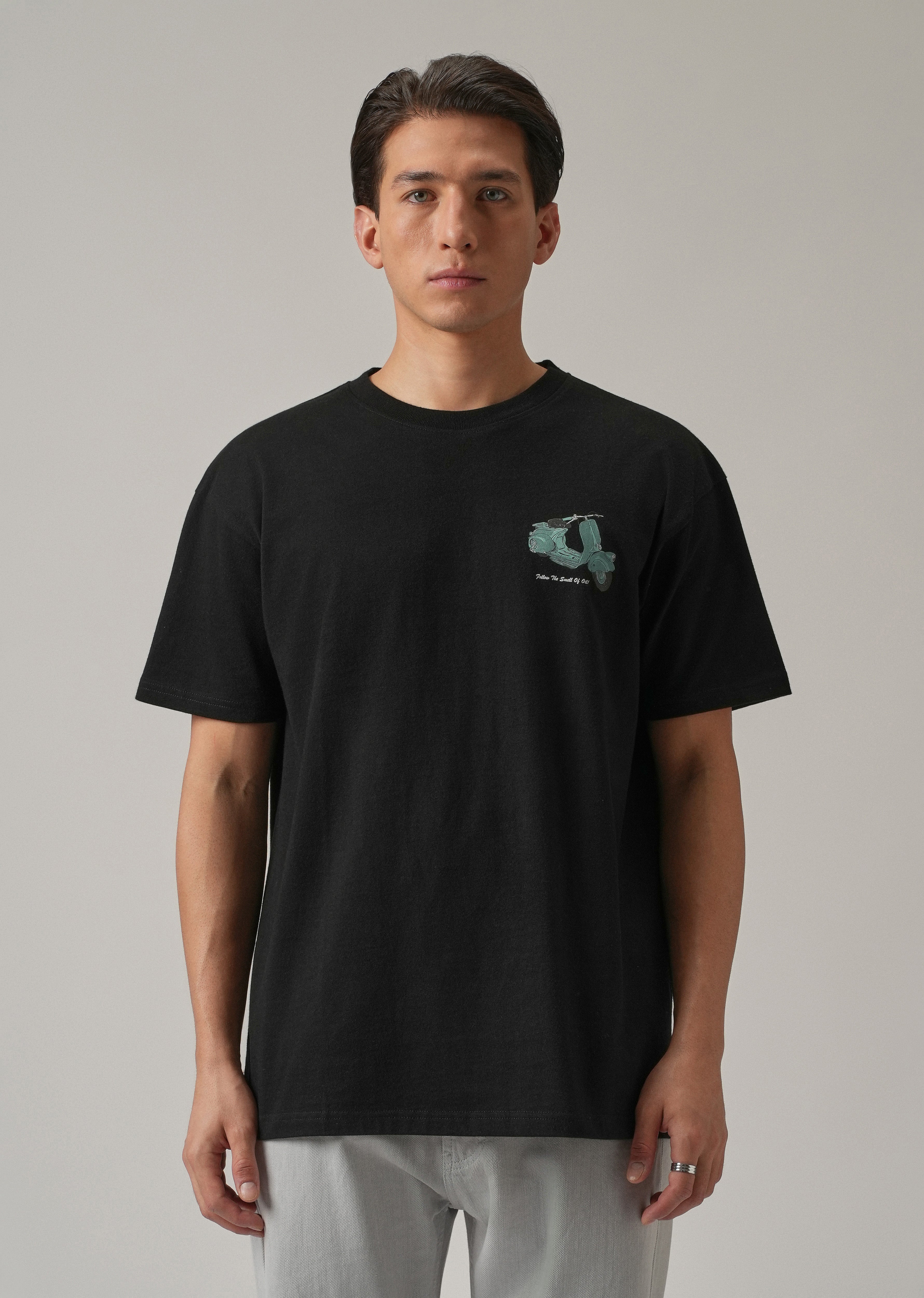 Black Back Print Oversized T-shirt