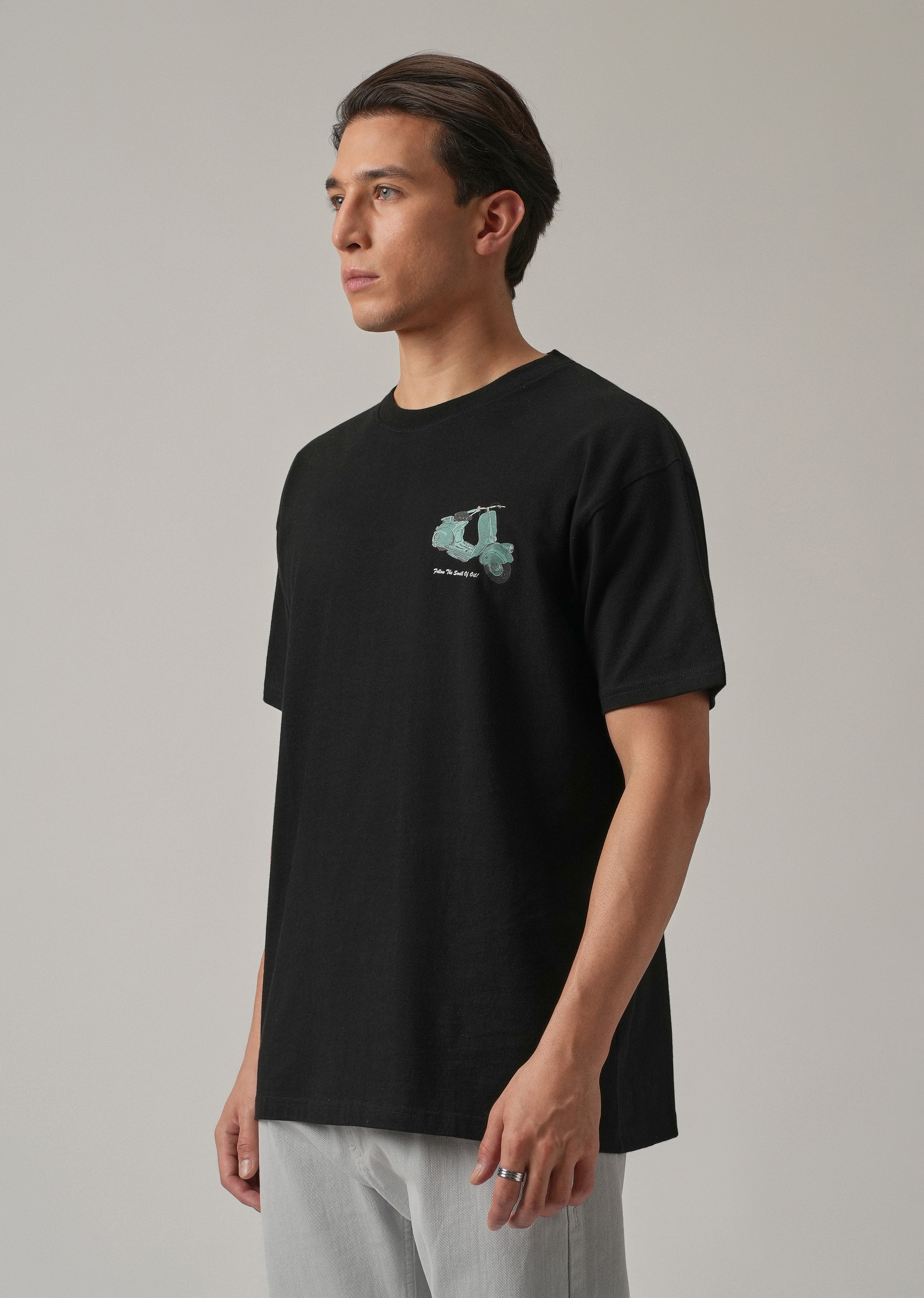 Black Back Print Oversized T-shirt