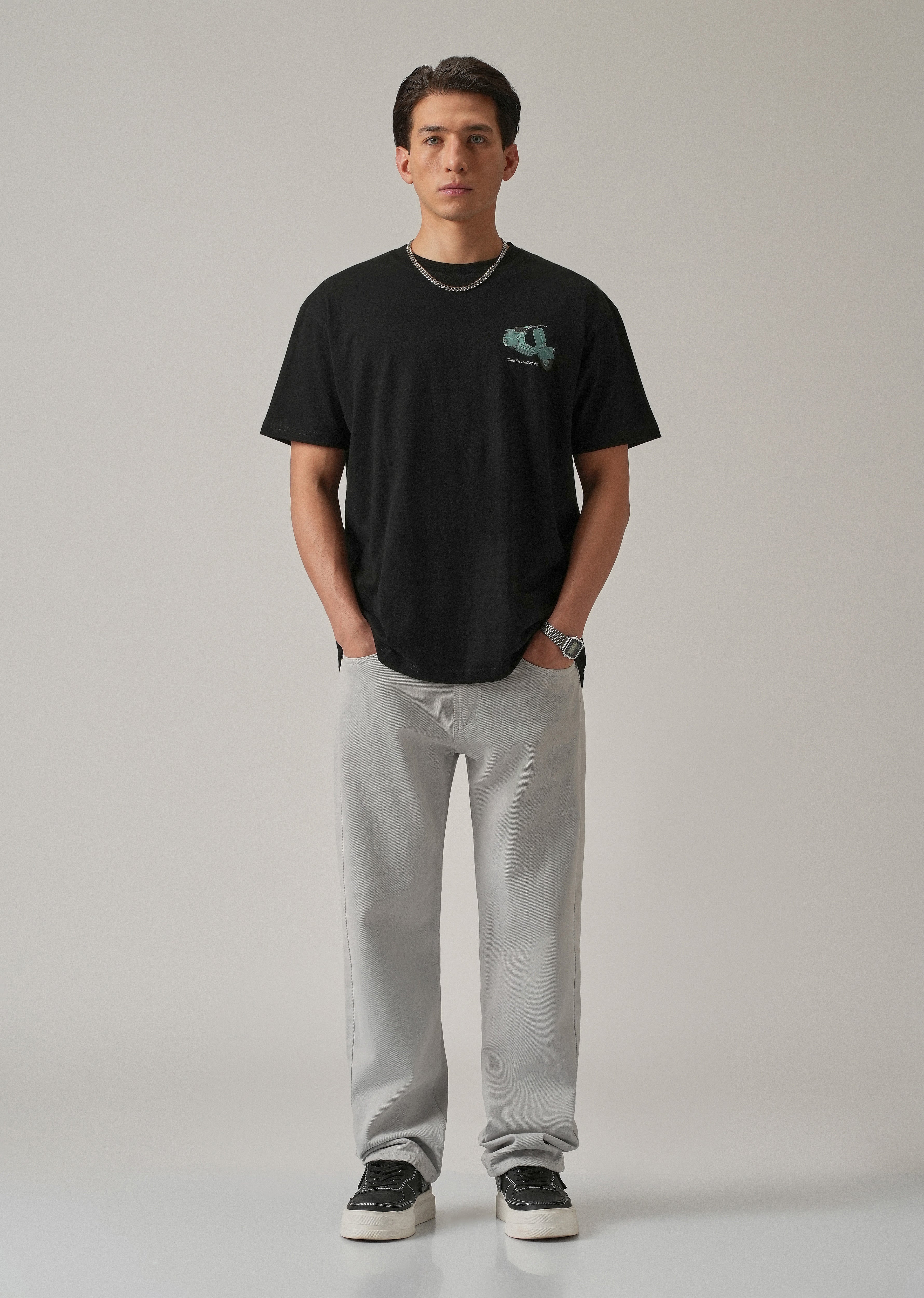 Black Back Print Oversized T-shirt