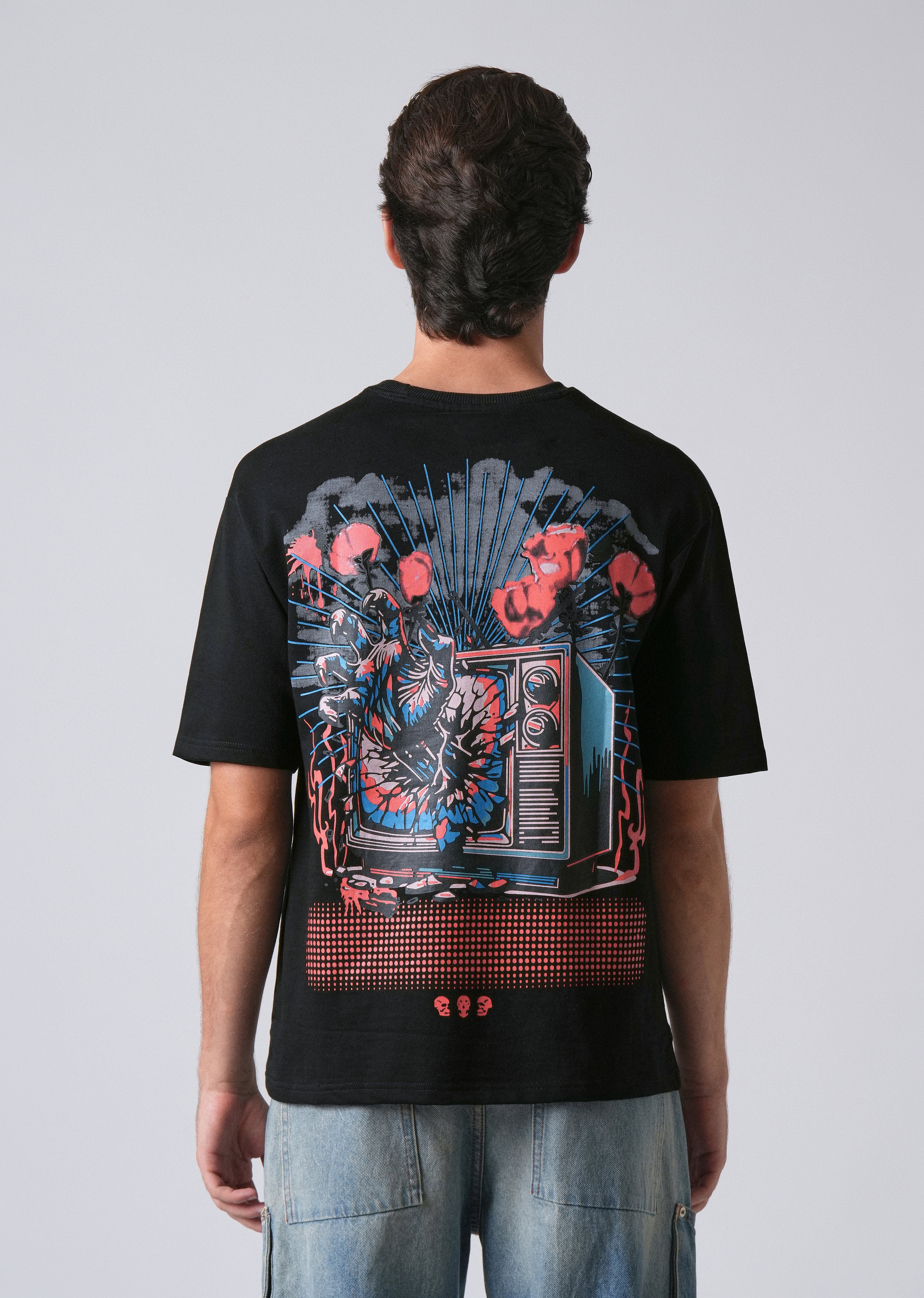 Black Back Print Relaxed Fit T- shirt