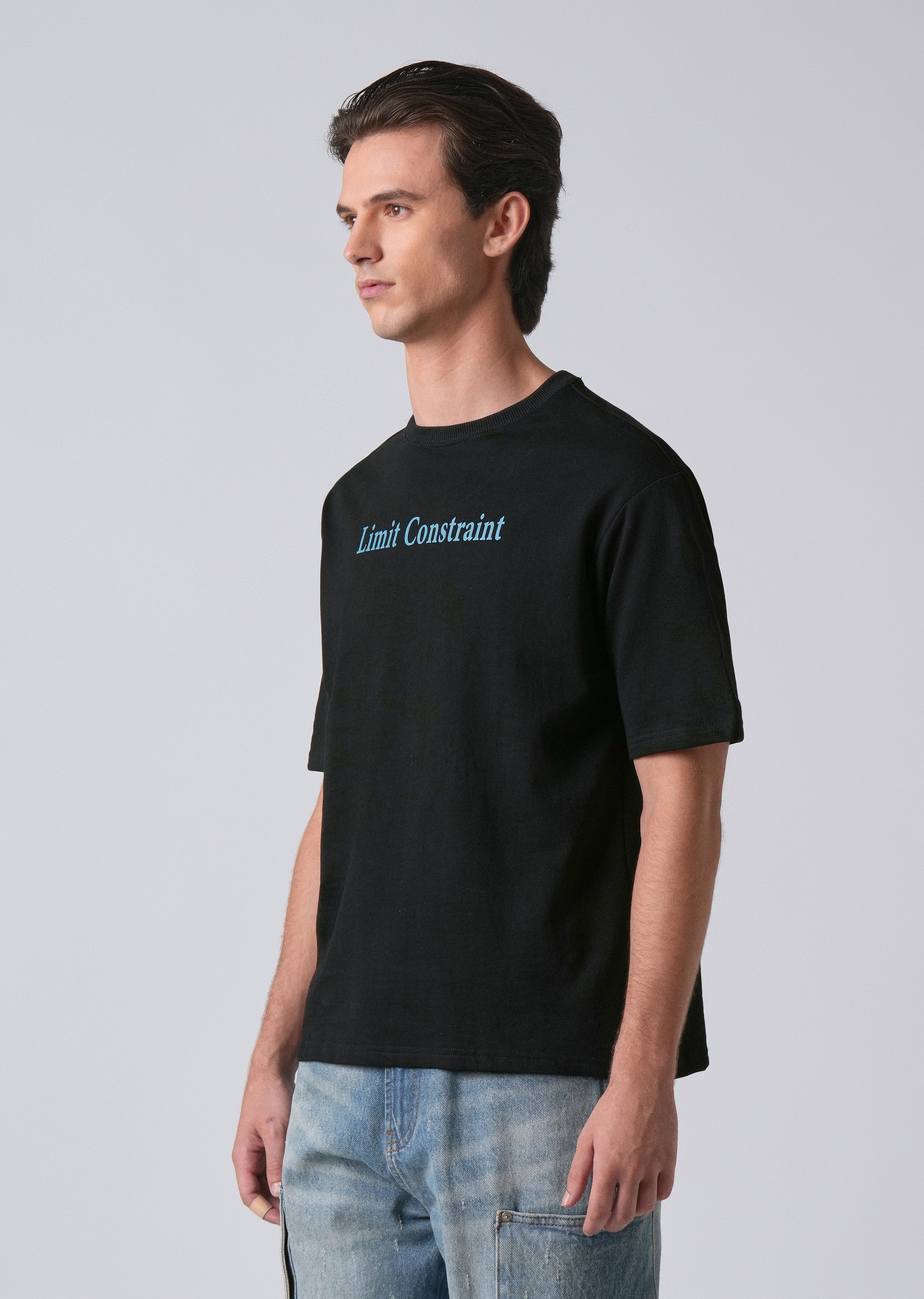 Black Back Print Relaxed Fit T- shirt