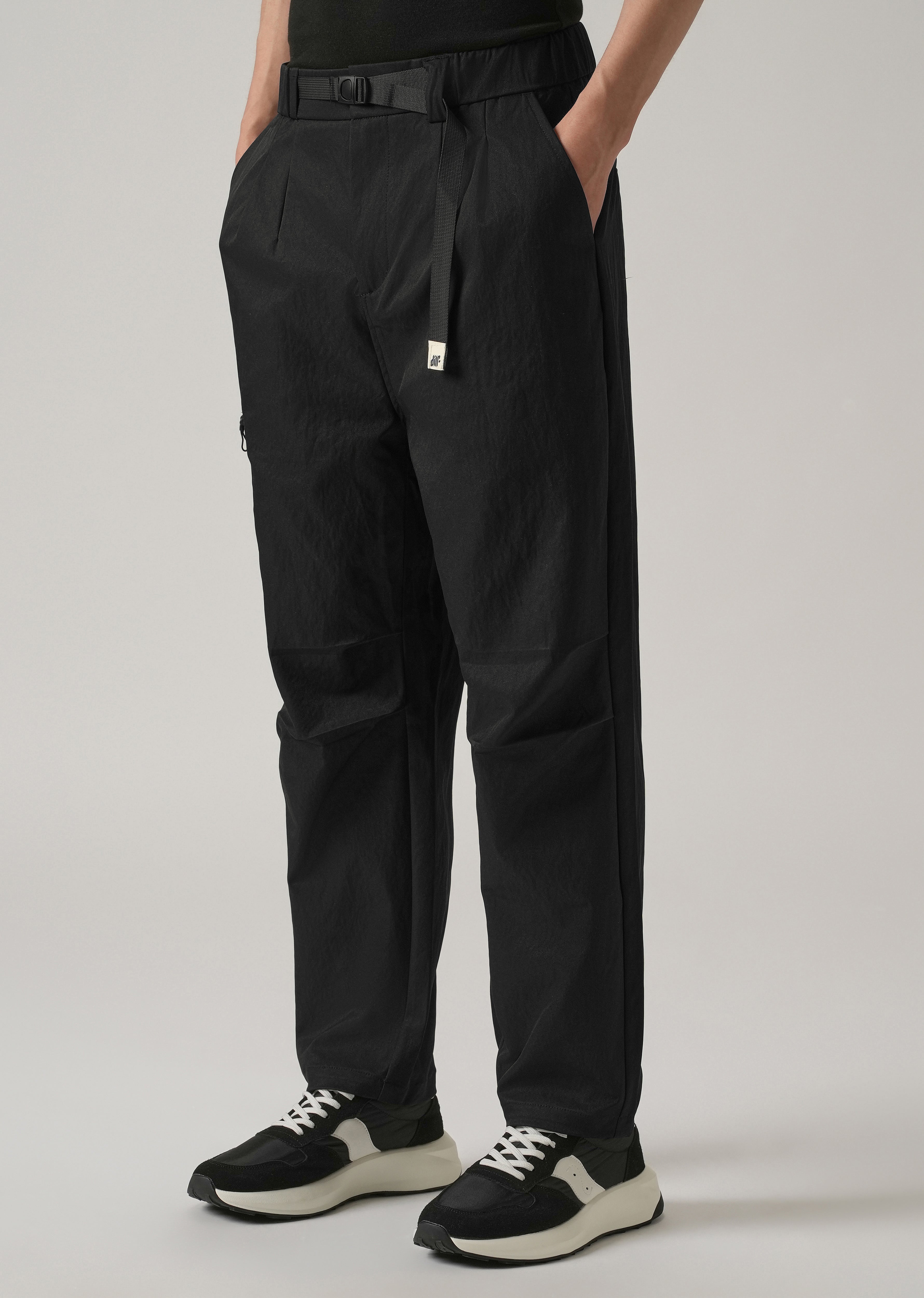 Black Twill Belt Relaxed Fit Pant