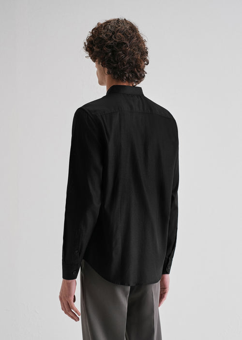 Black Plain Blended Cotton Regular Fit Shirt