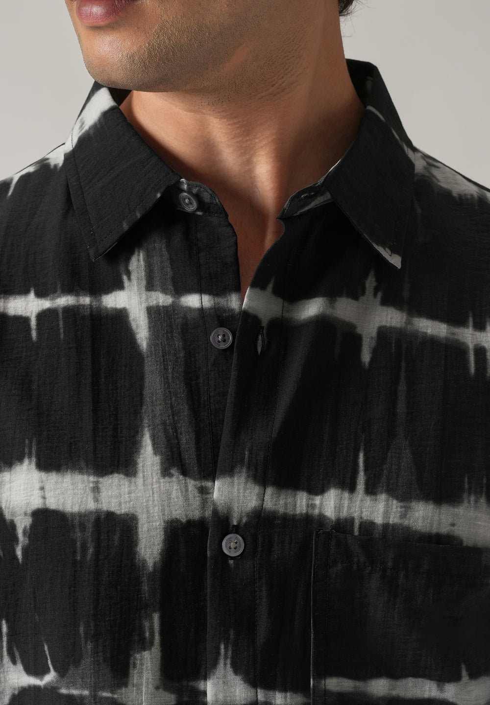 Black Boxy Fit Tie-Dye Printed Shirt