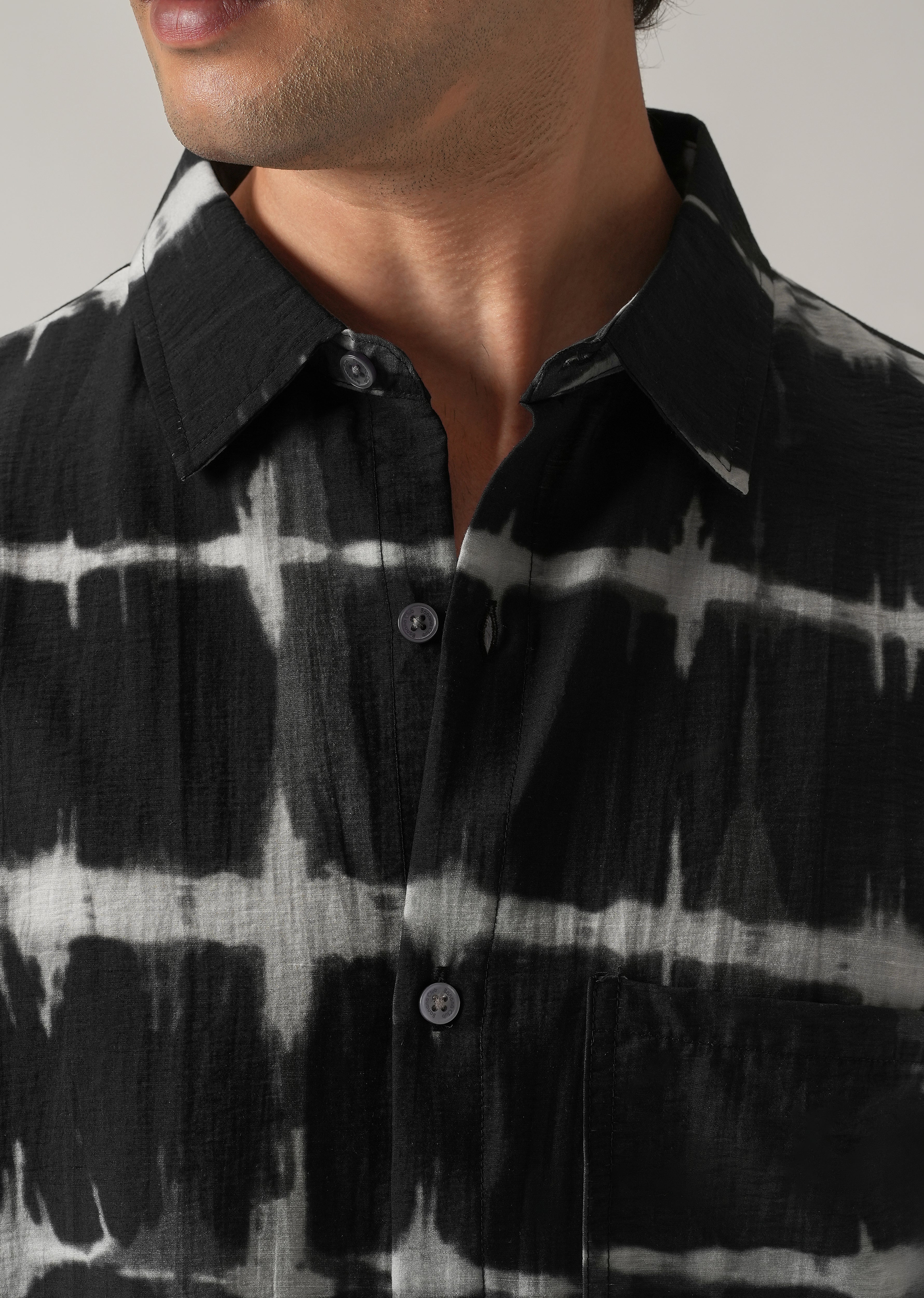 Black Boxy Fit Tie-Dye Printed Shirt