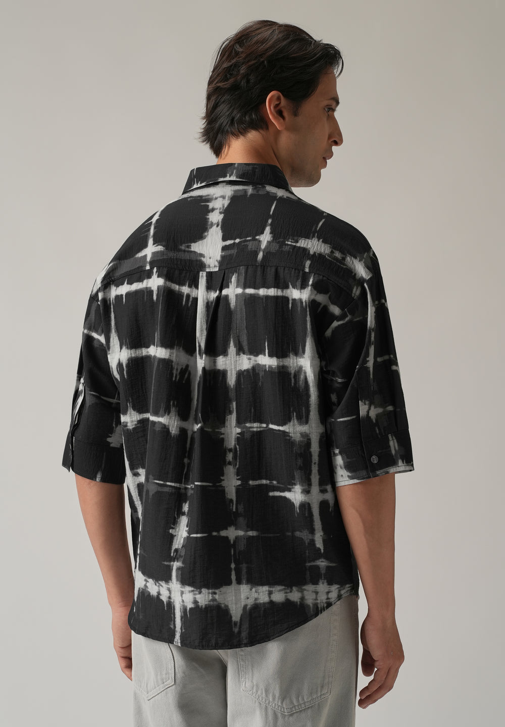 Black Boxy Fit Tie-Dye Printed Shirt