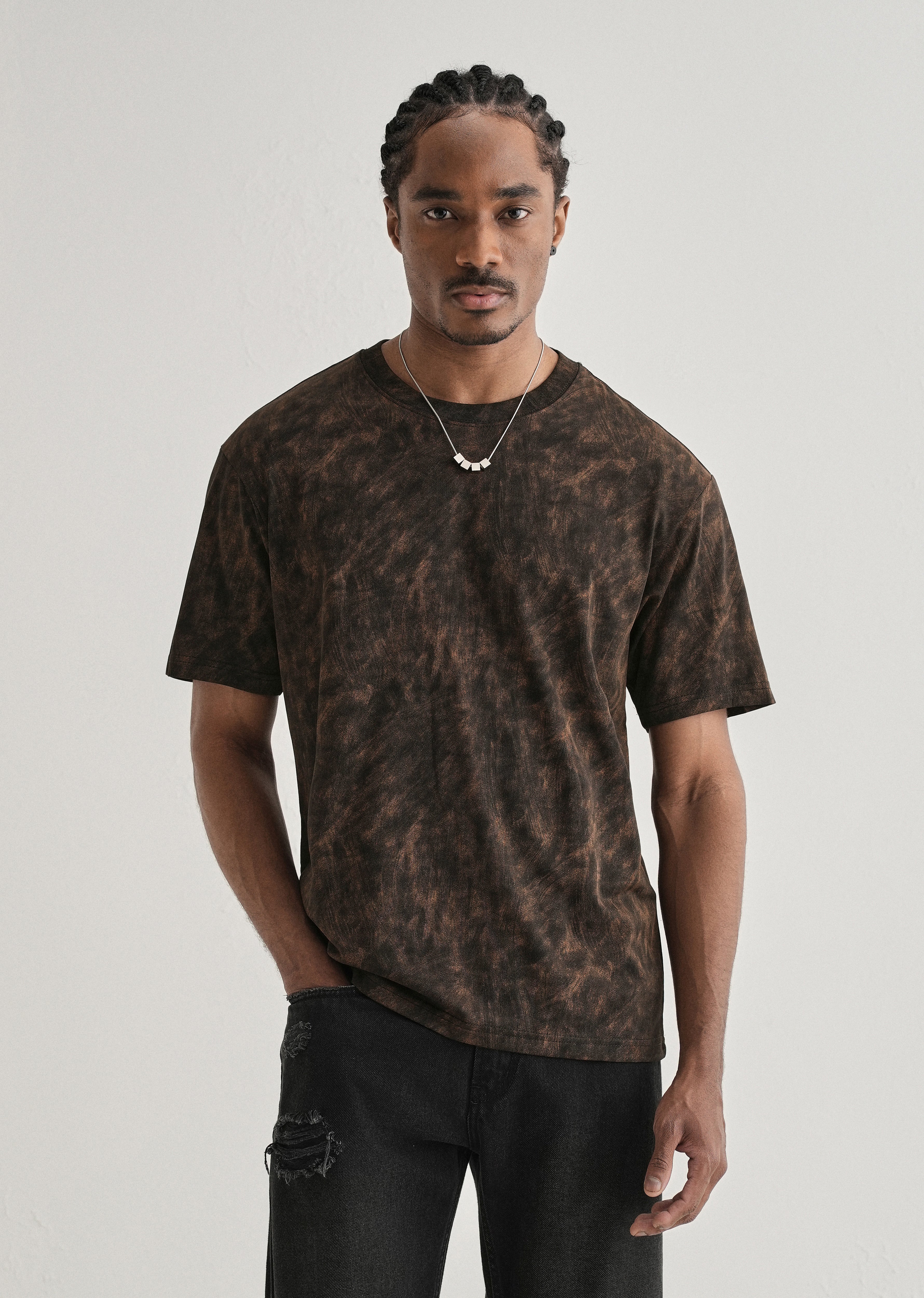 Black Brown Brushstroke Oversized T-shirt