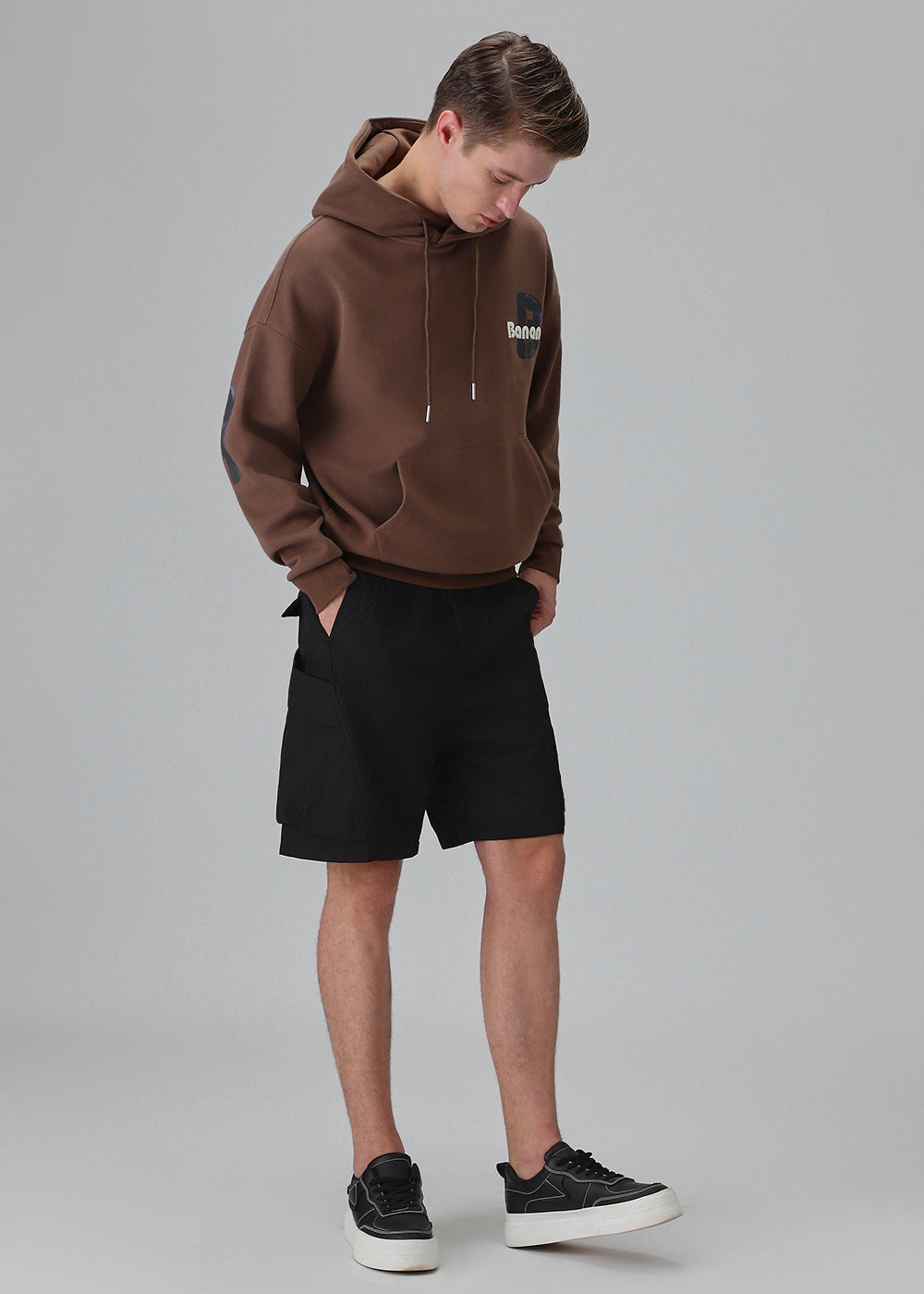 Black Buckled Cargo Shorts