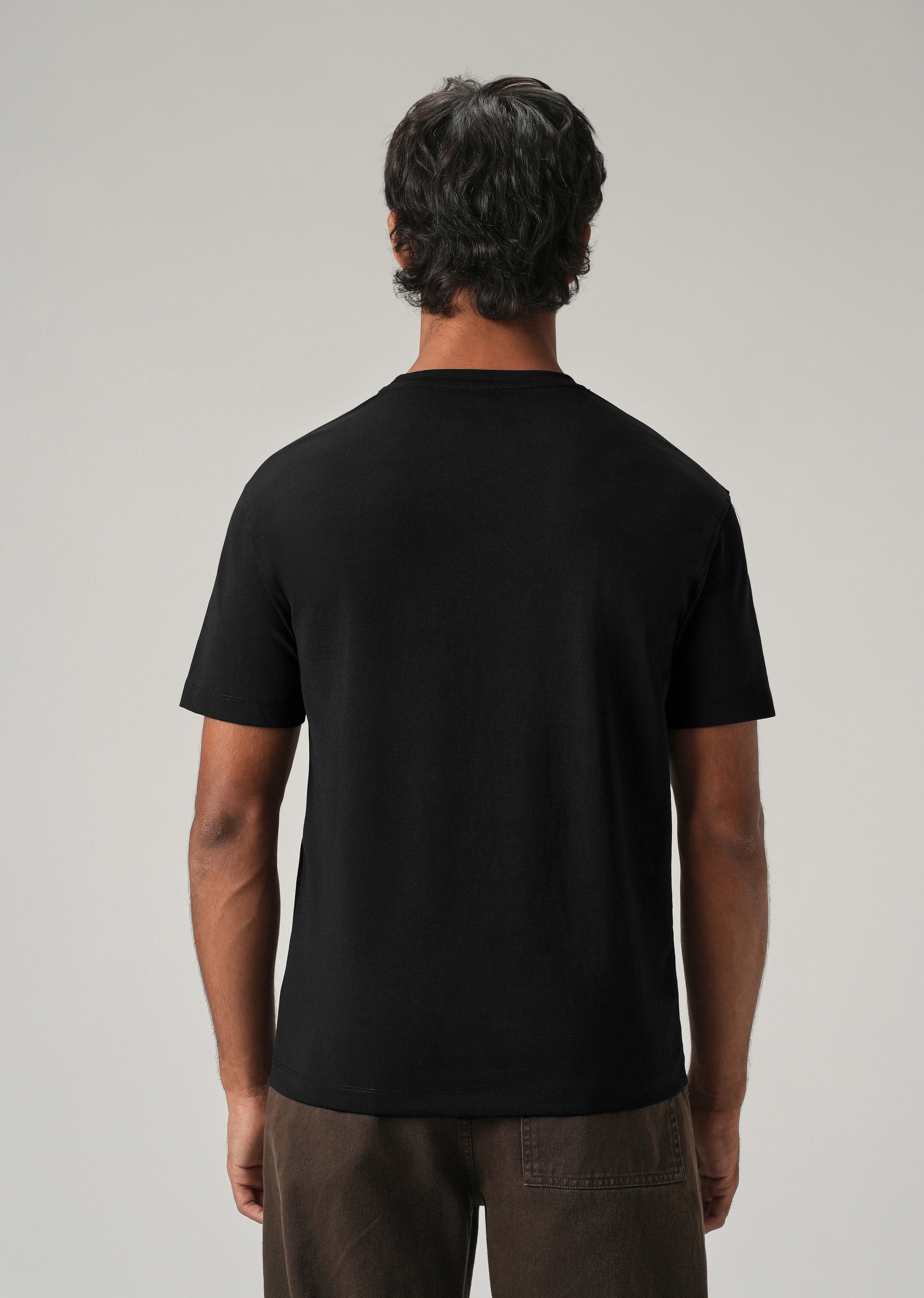 Black Chest Embroidered Slim Fit T-Shirt