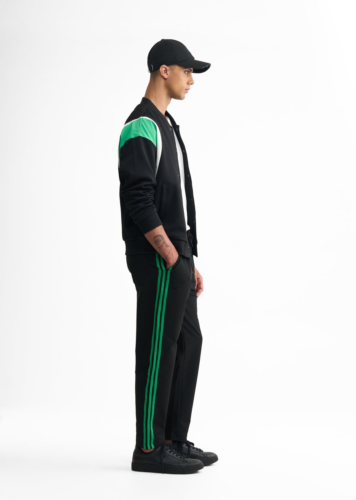 Black Colorblocked Bomber Jacket