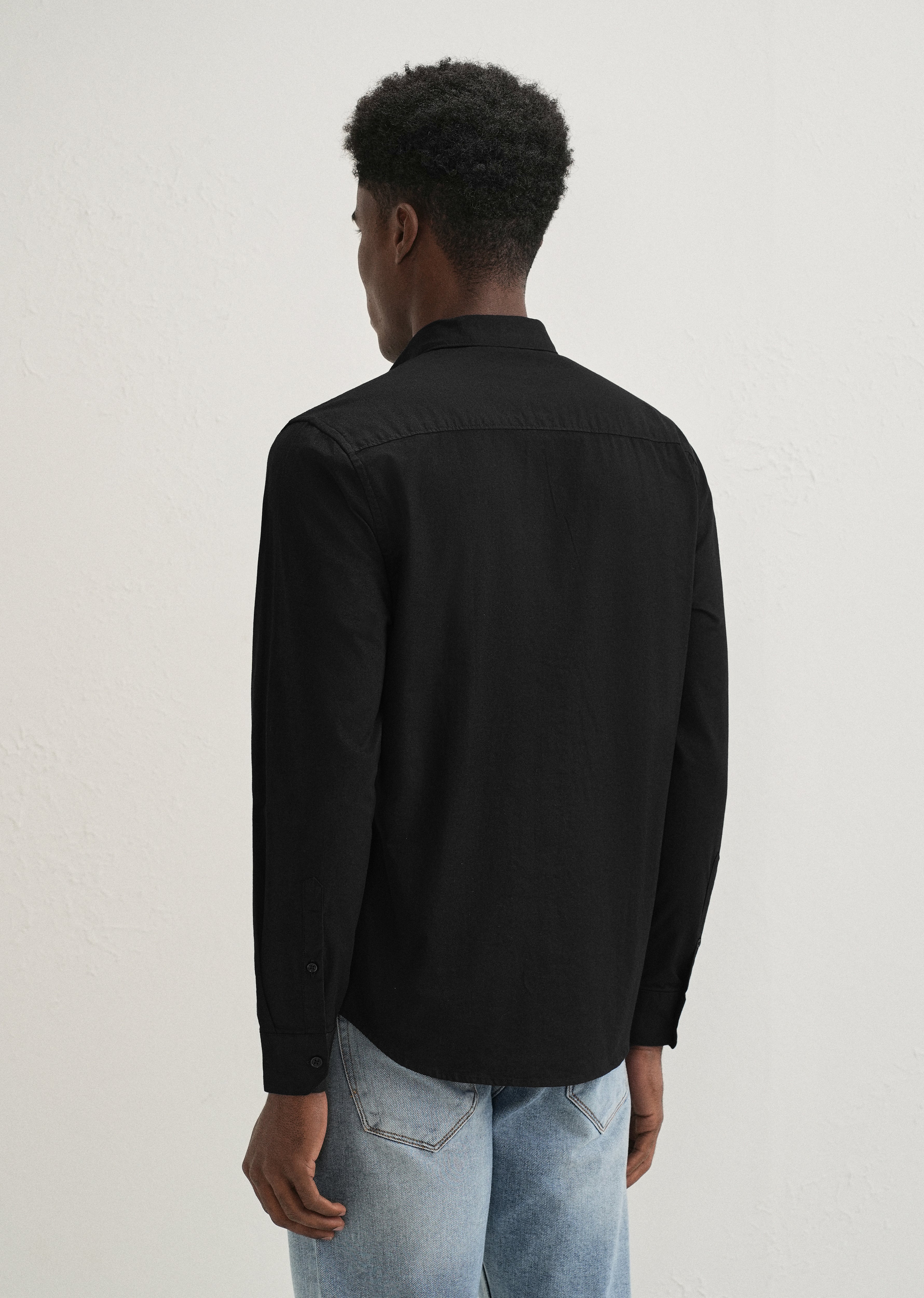 Black Contrast Placket Shirt