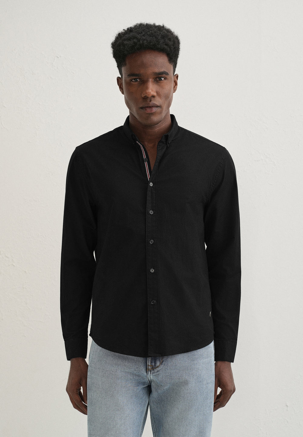 Black Contrast Placket Shirt