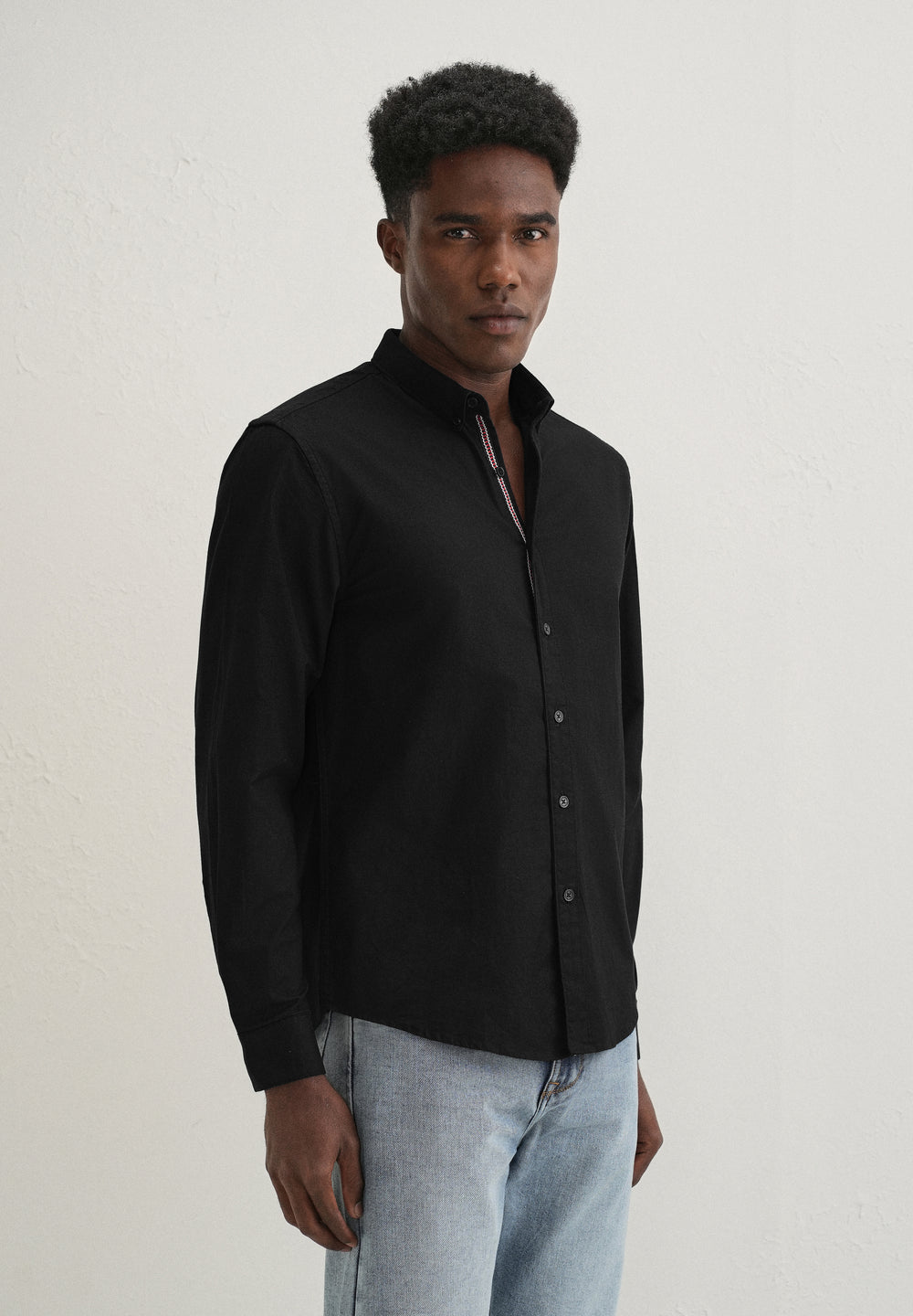 Black Contrast Placket Shirt