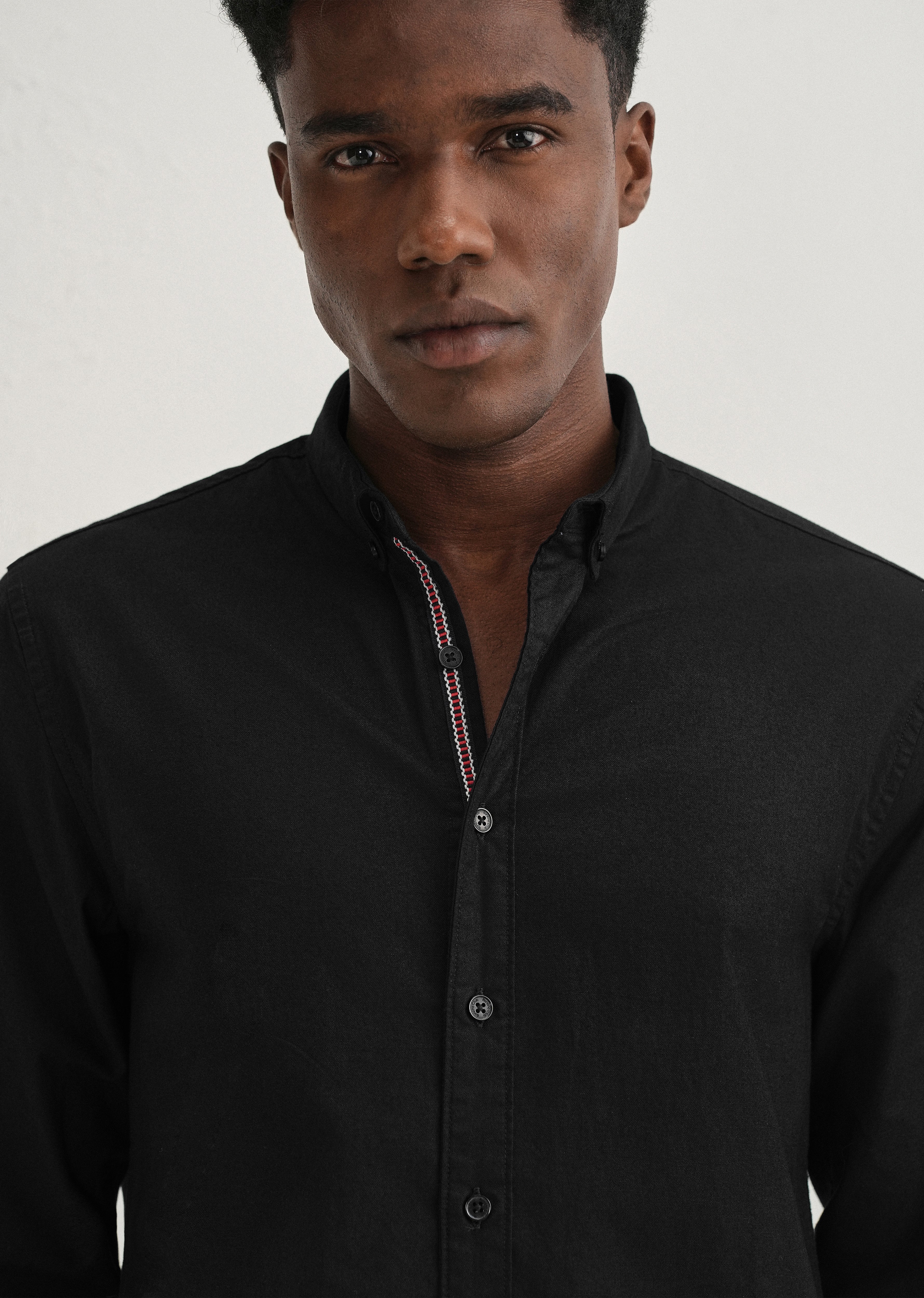 Black Contrast Placket Shirt