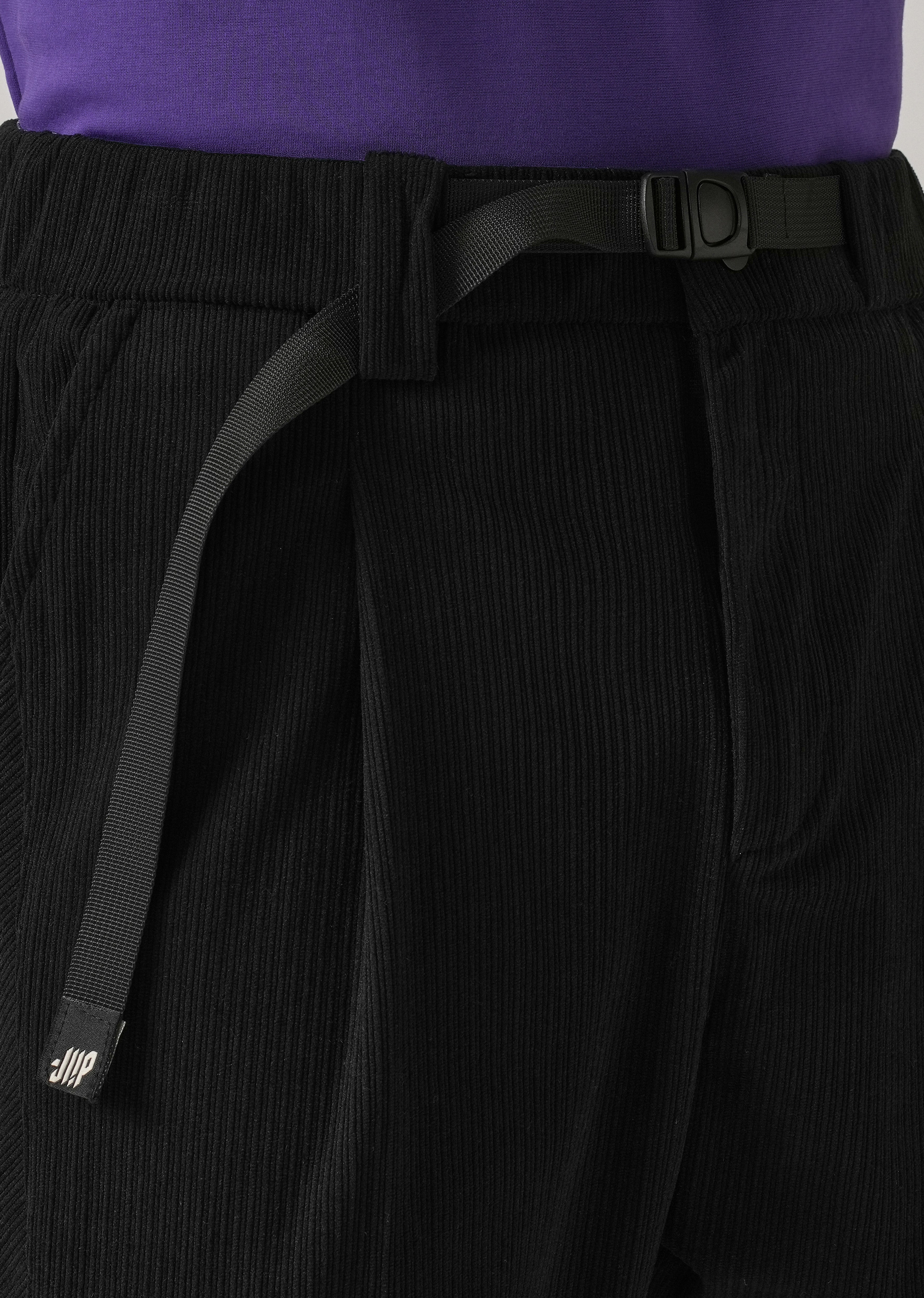 Black Corduroy Belted Pant