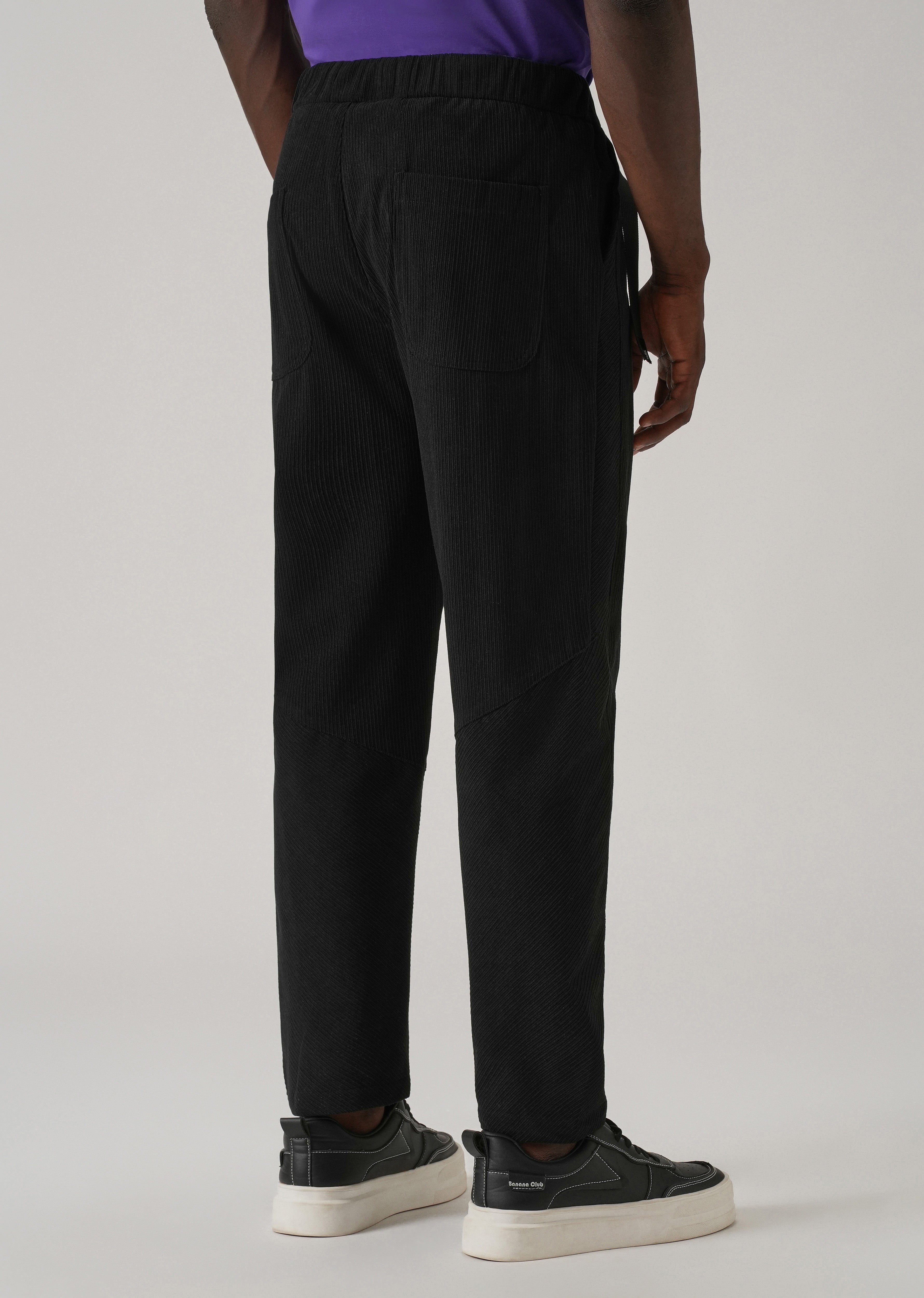 Black Corduroy Belted Pant
