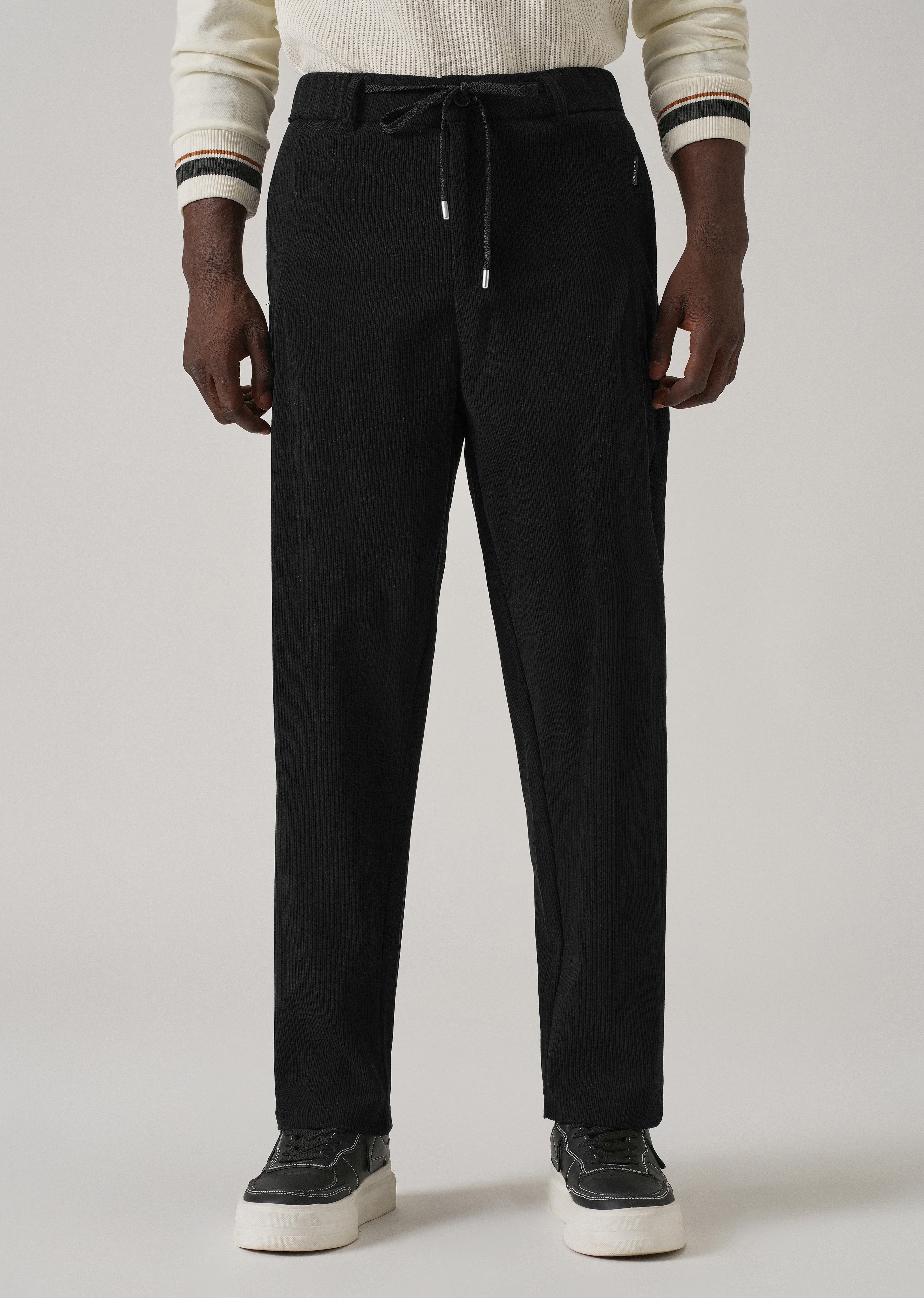 Black Corduroy Drawstring Pant