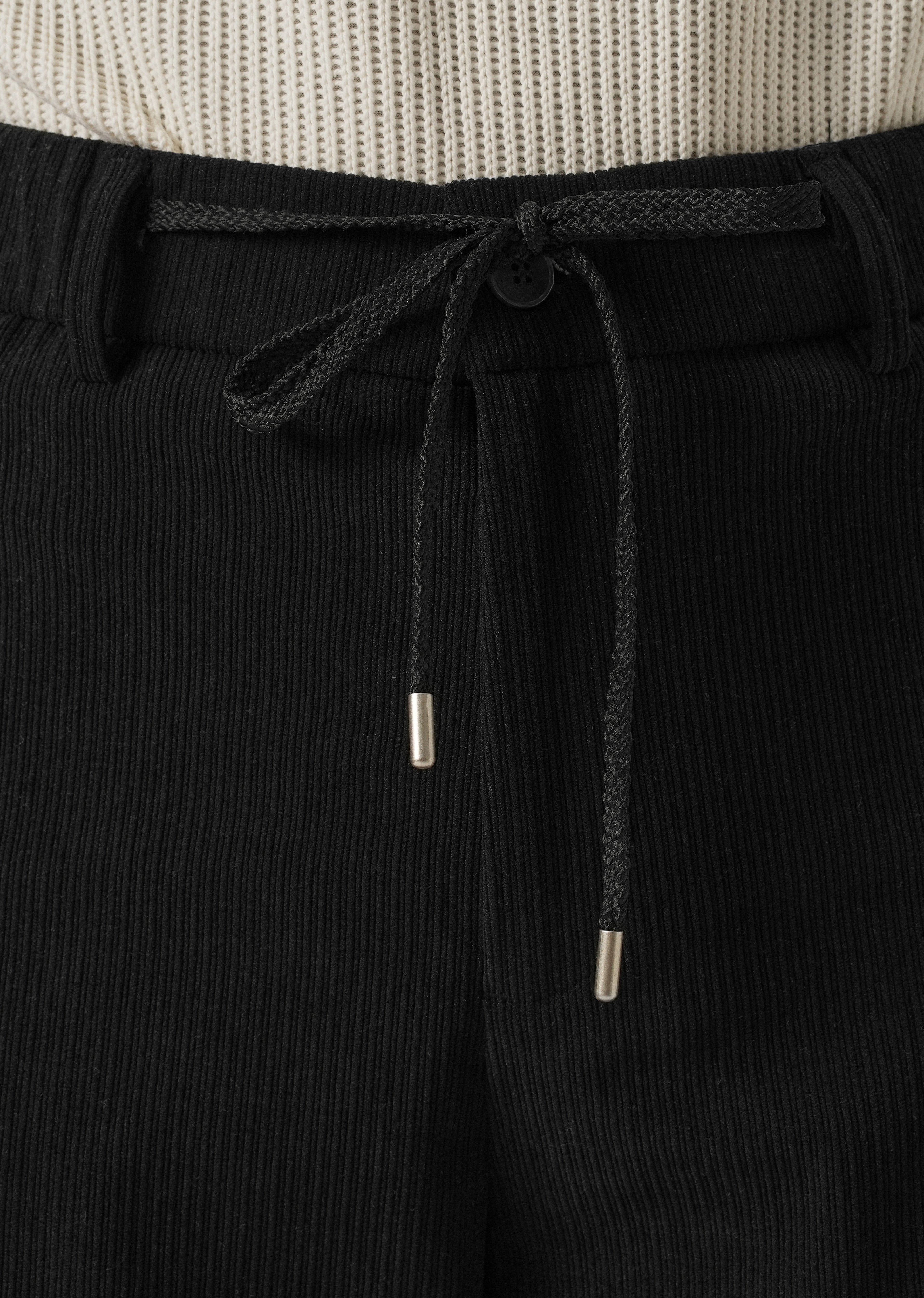 Black Corduroy Drawstring Pant