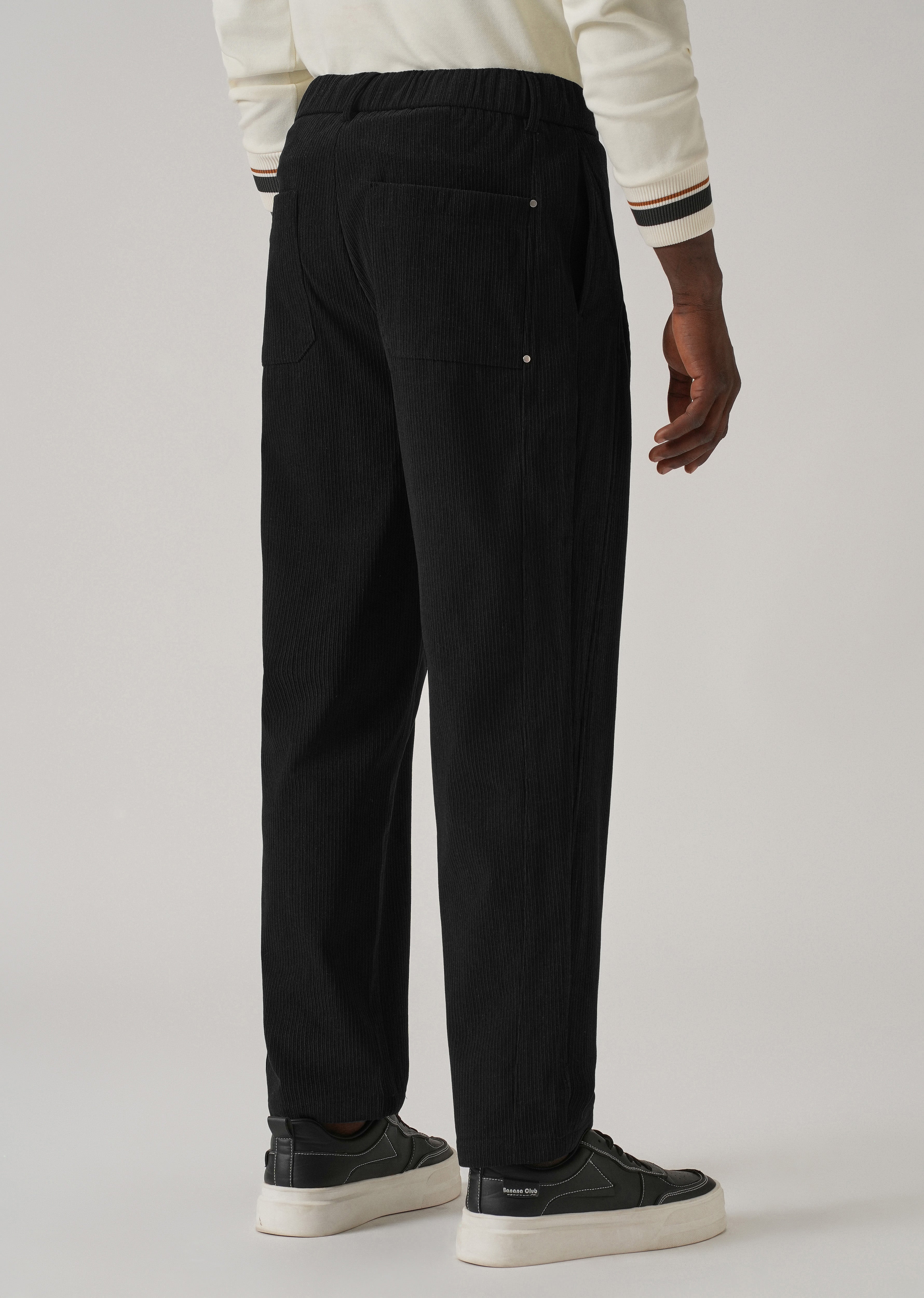 Black Corduroy Drawstring Pant