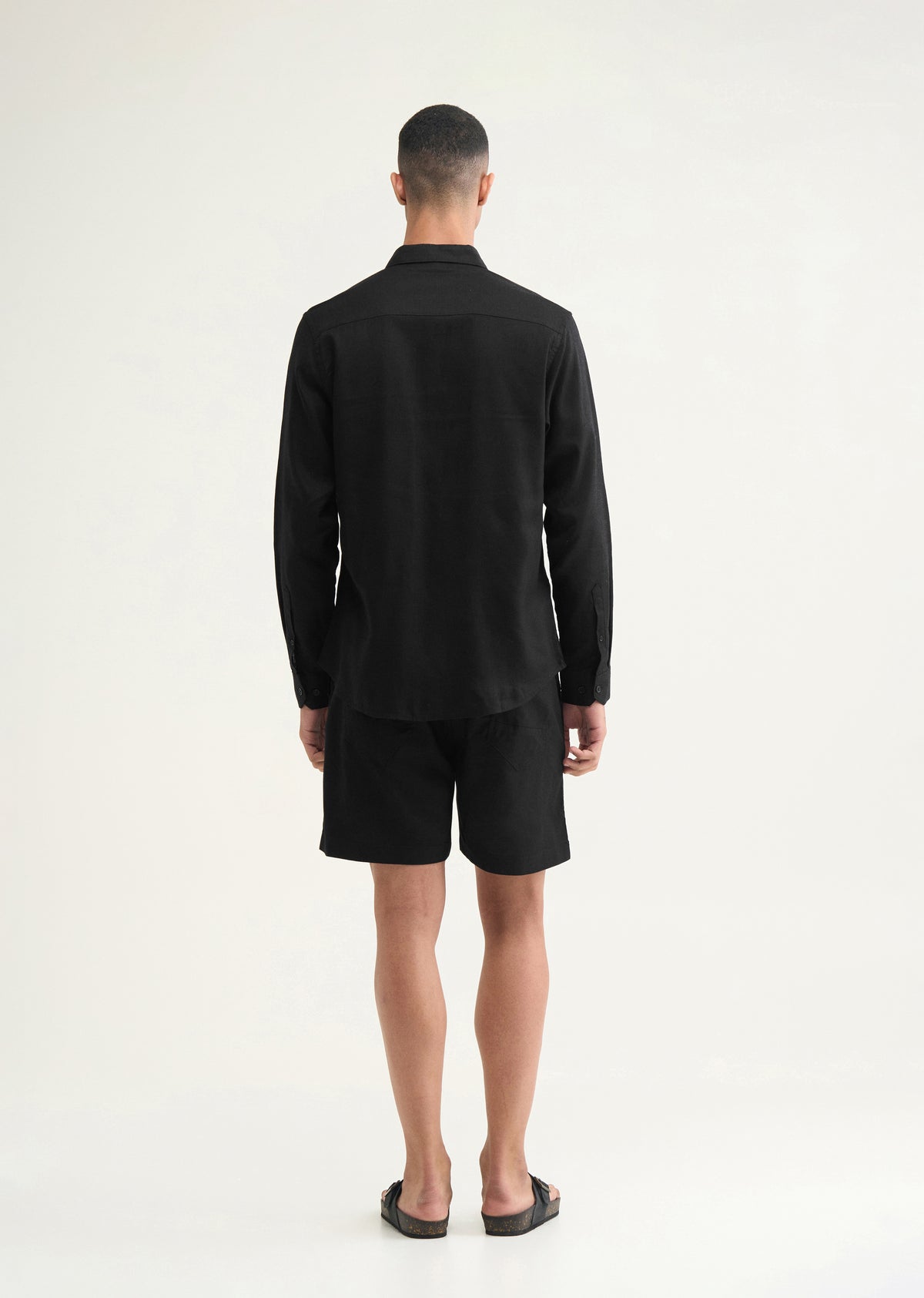 Black Cotton Blend Regular Fit Shirt