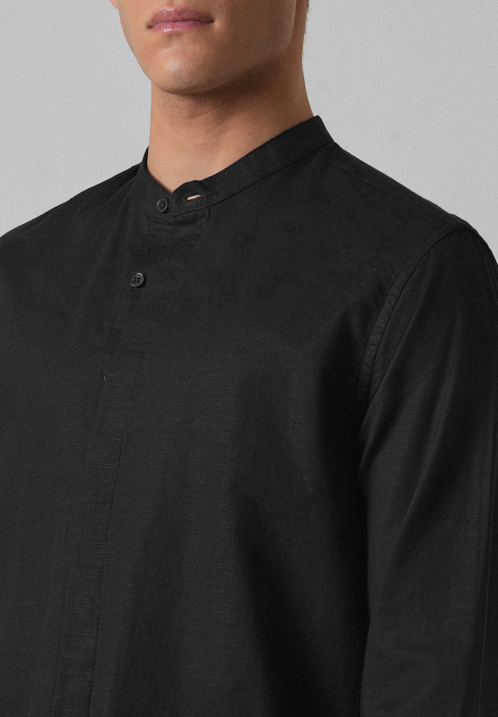 Black Cotton Linen Shirt