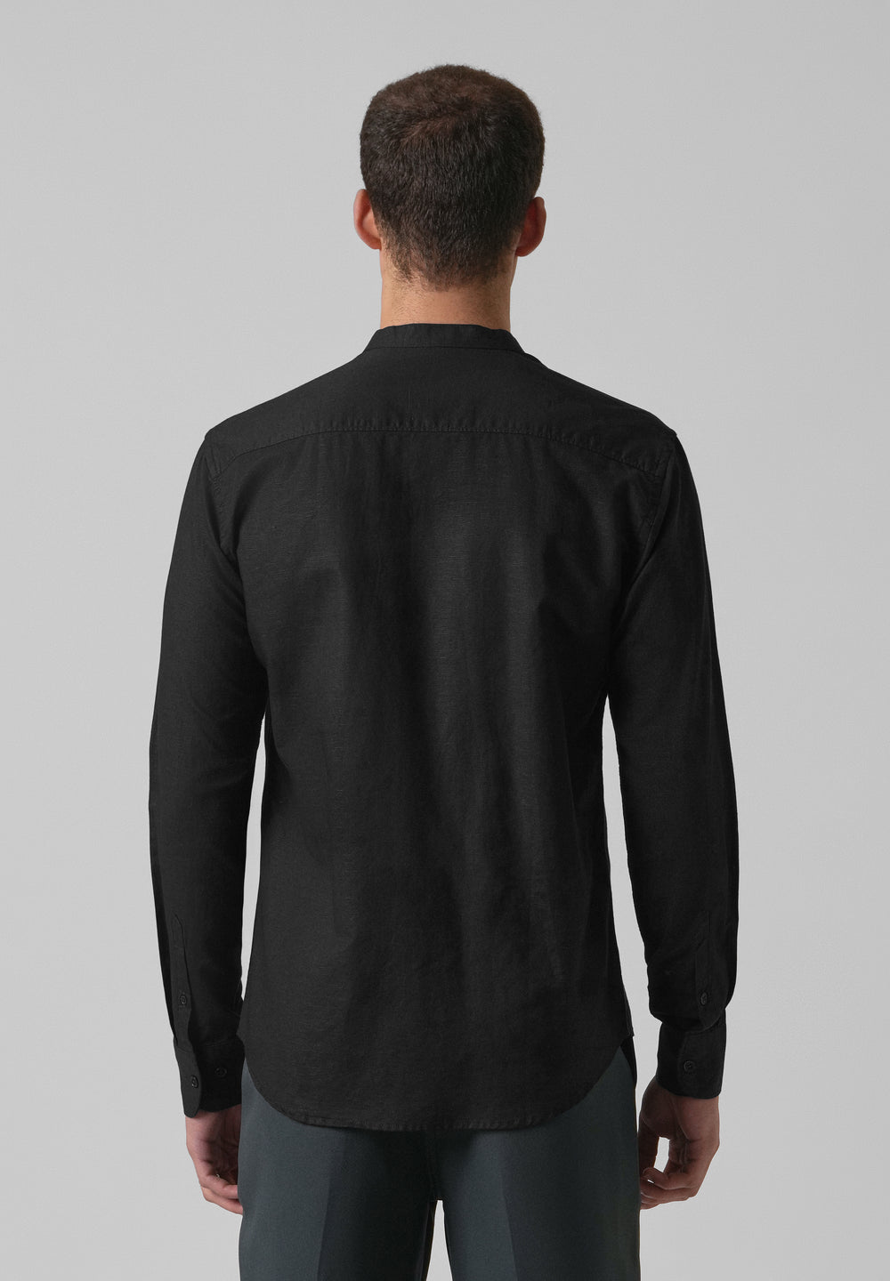 Black Cotton Linen Shirt