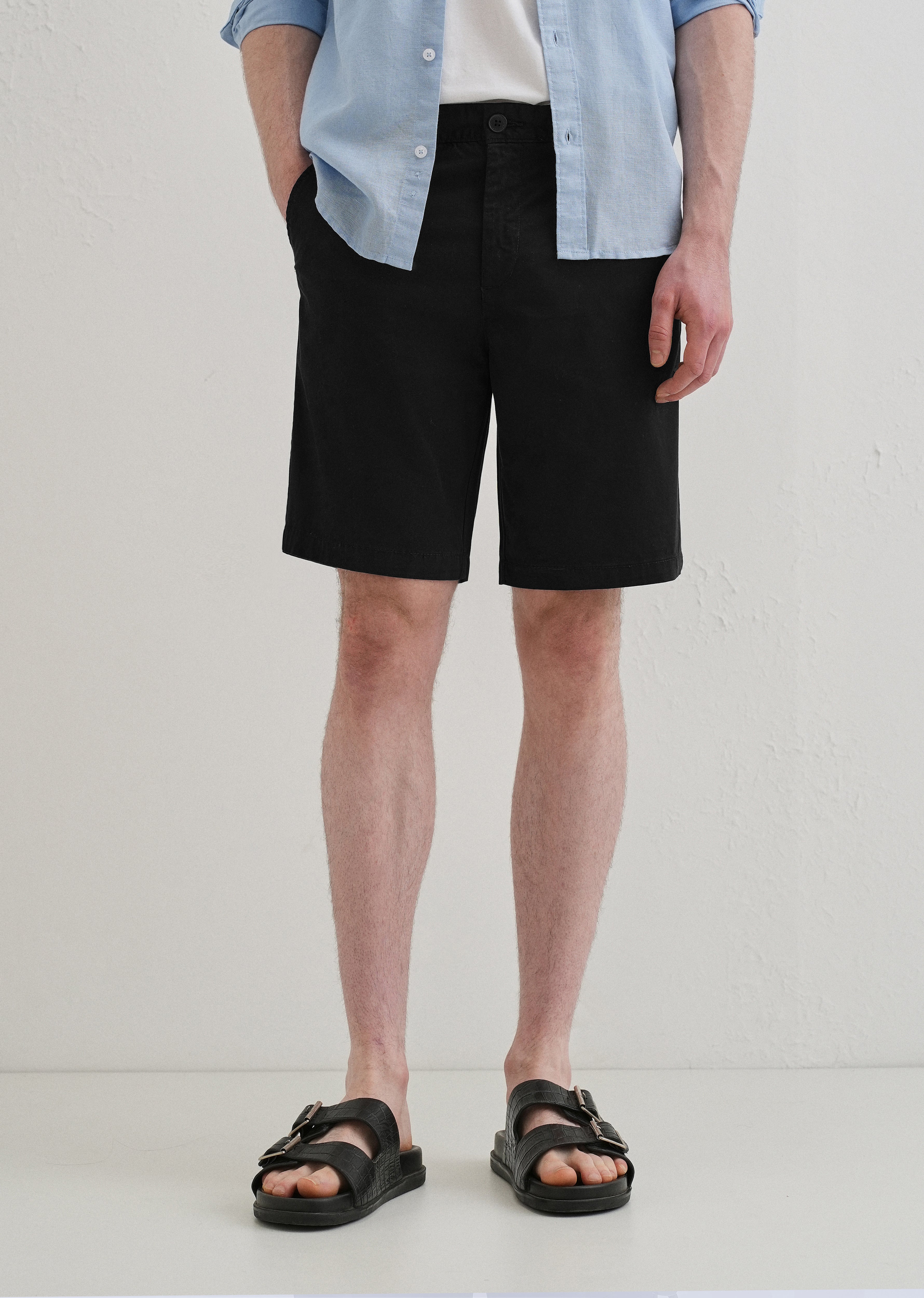 Black Cotton Shorts
