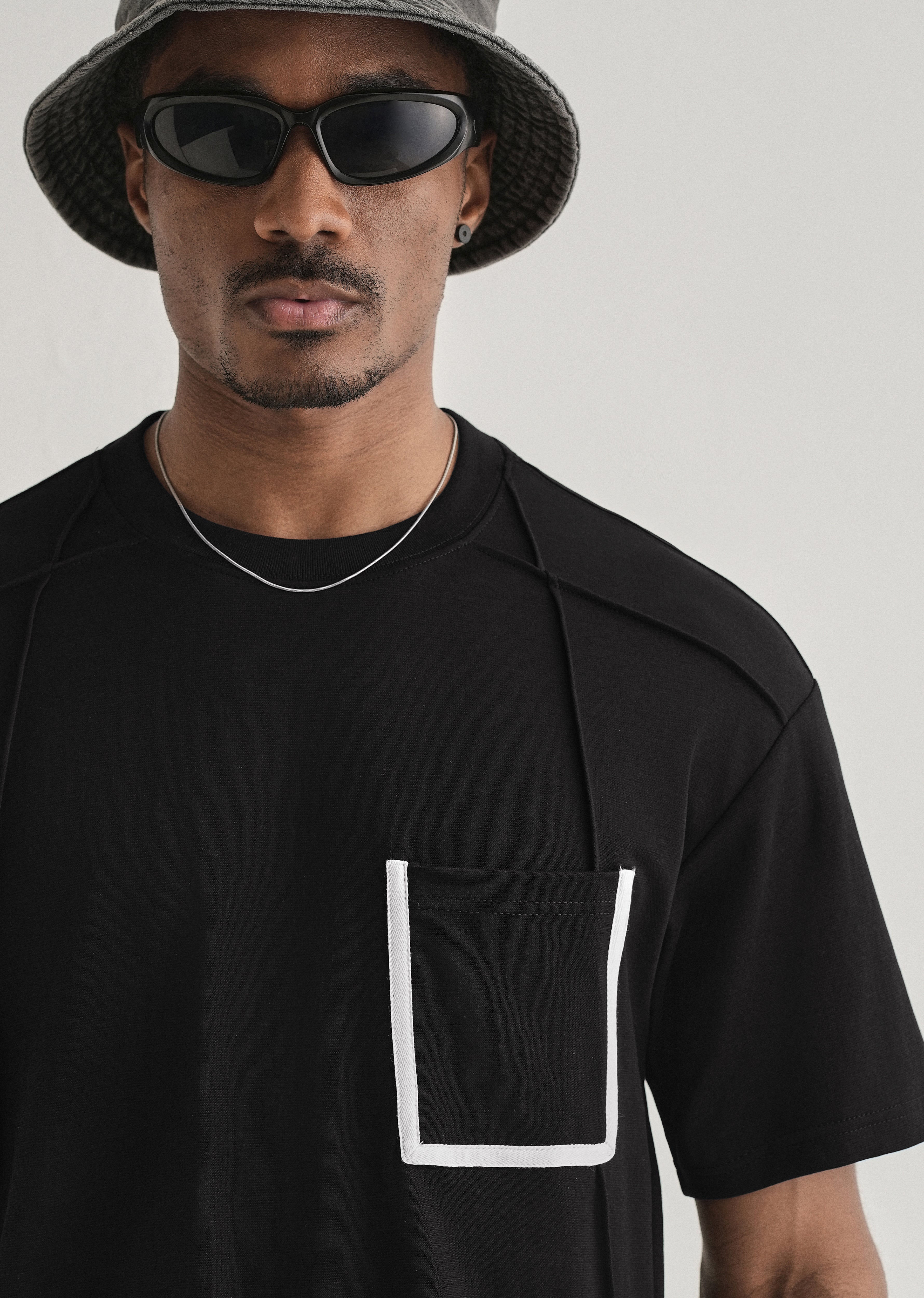 Black Cut & Sew Oversized T-shirt