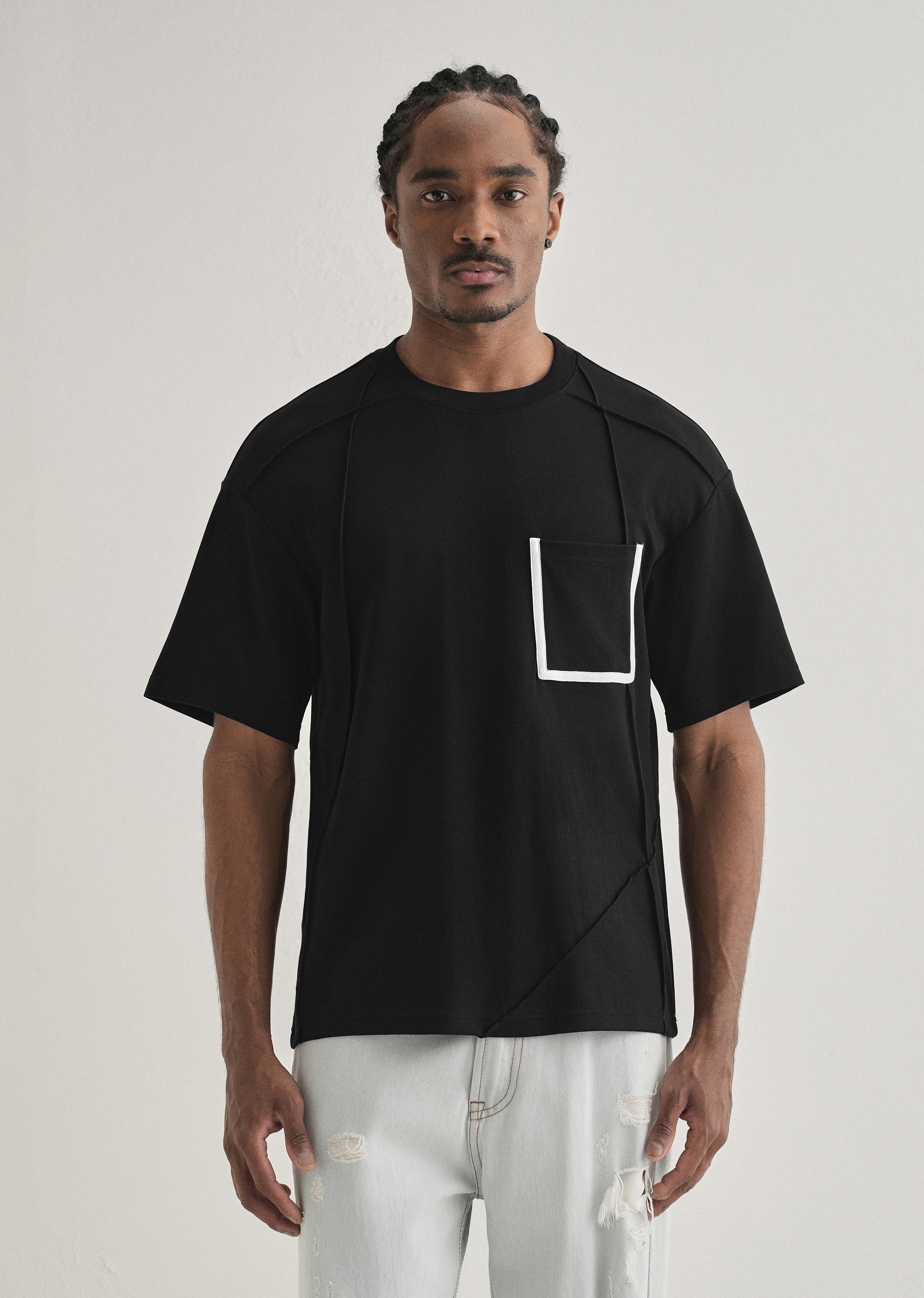 Black Cut & Sew Oversized T-shirt