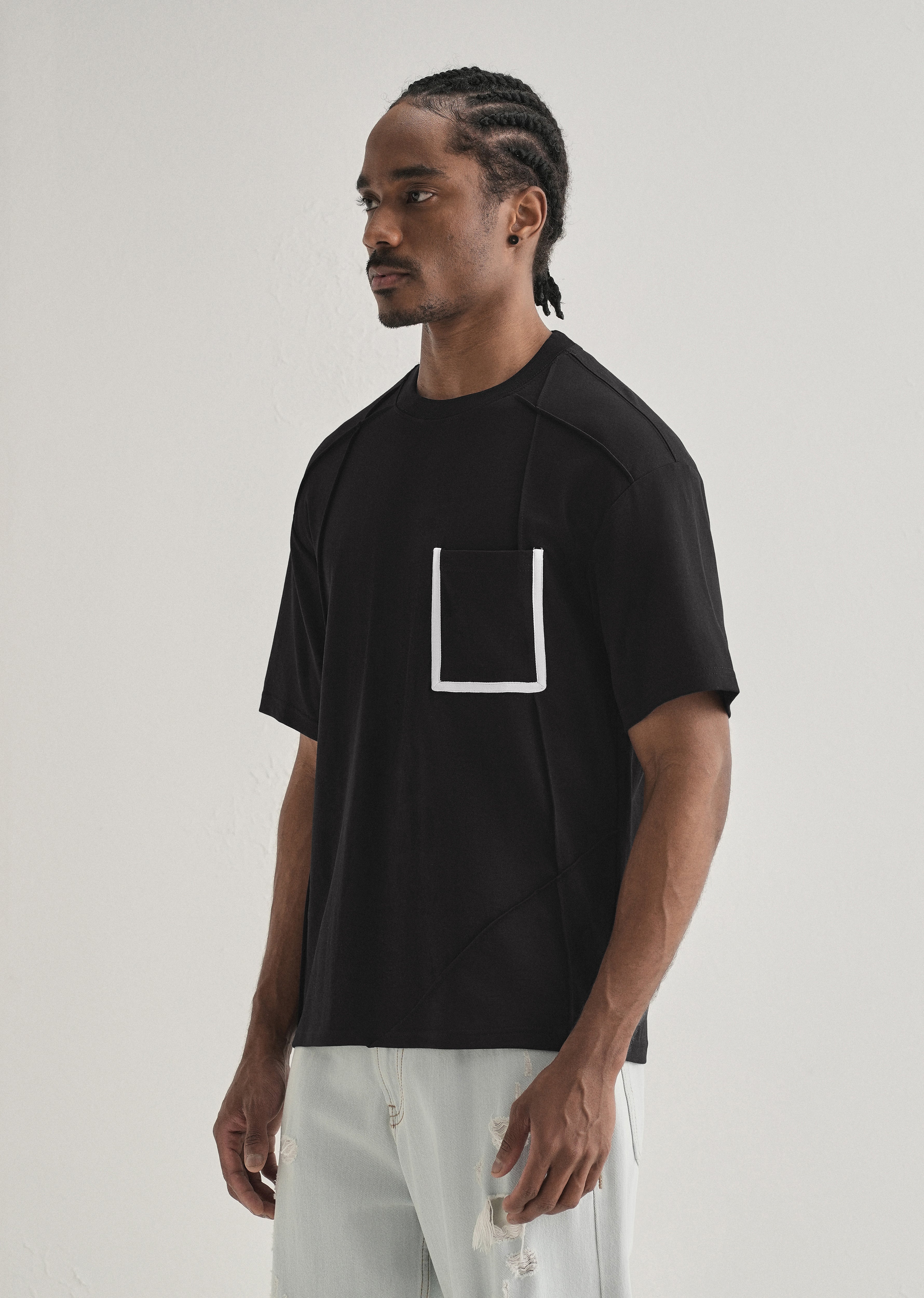 Black Cut & Sew Oversized T-shirt
