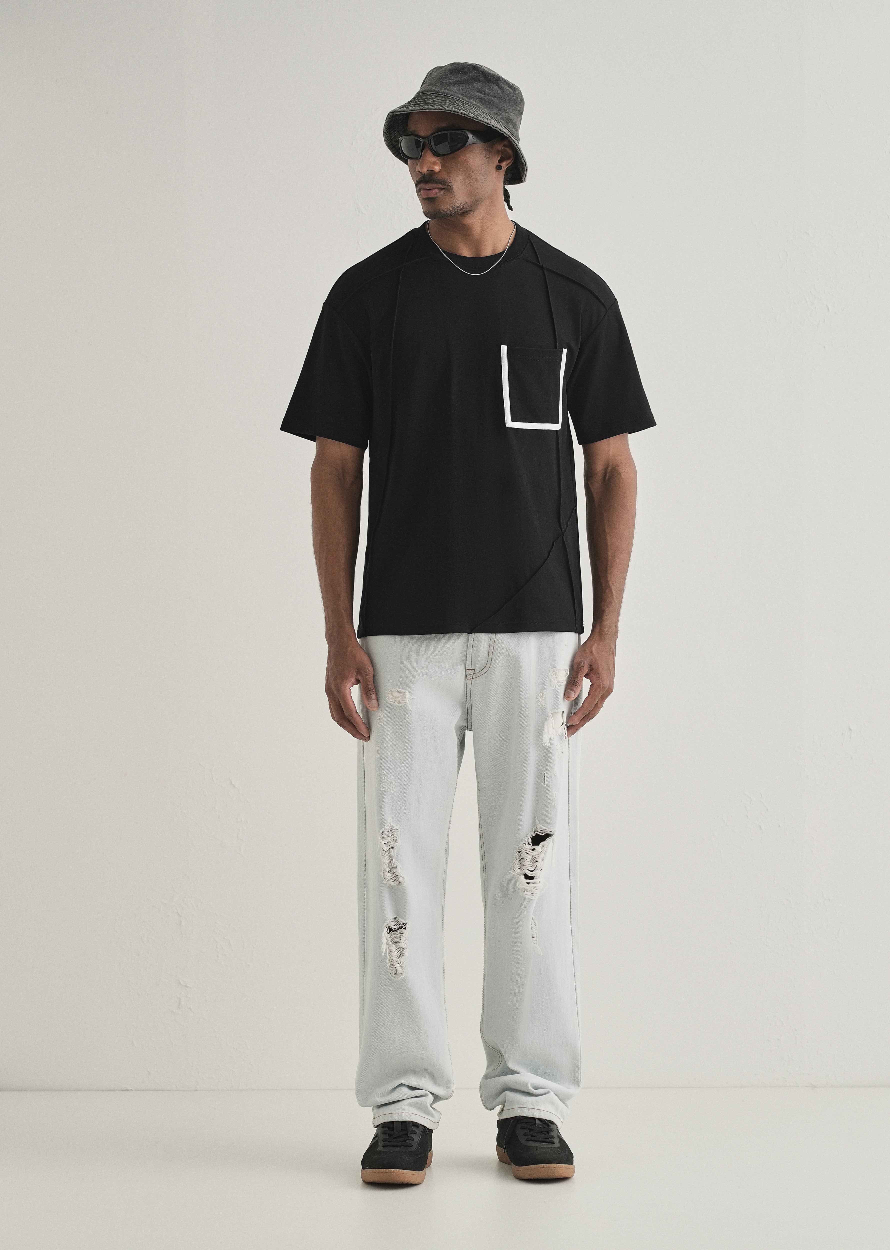 Black Cut & Sew Oversized T-shirt