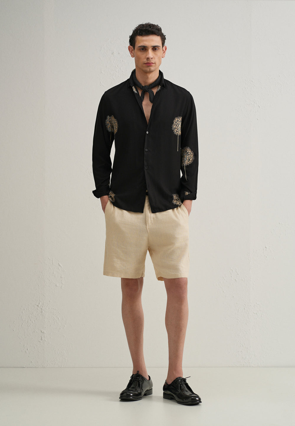 Black Dandelion Embroidery Shirt