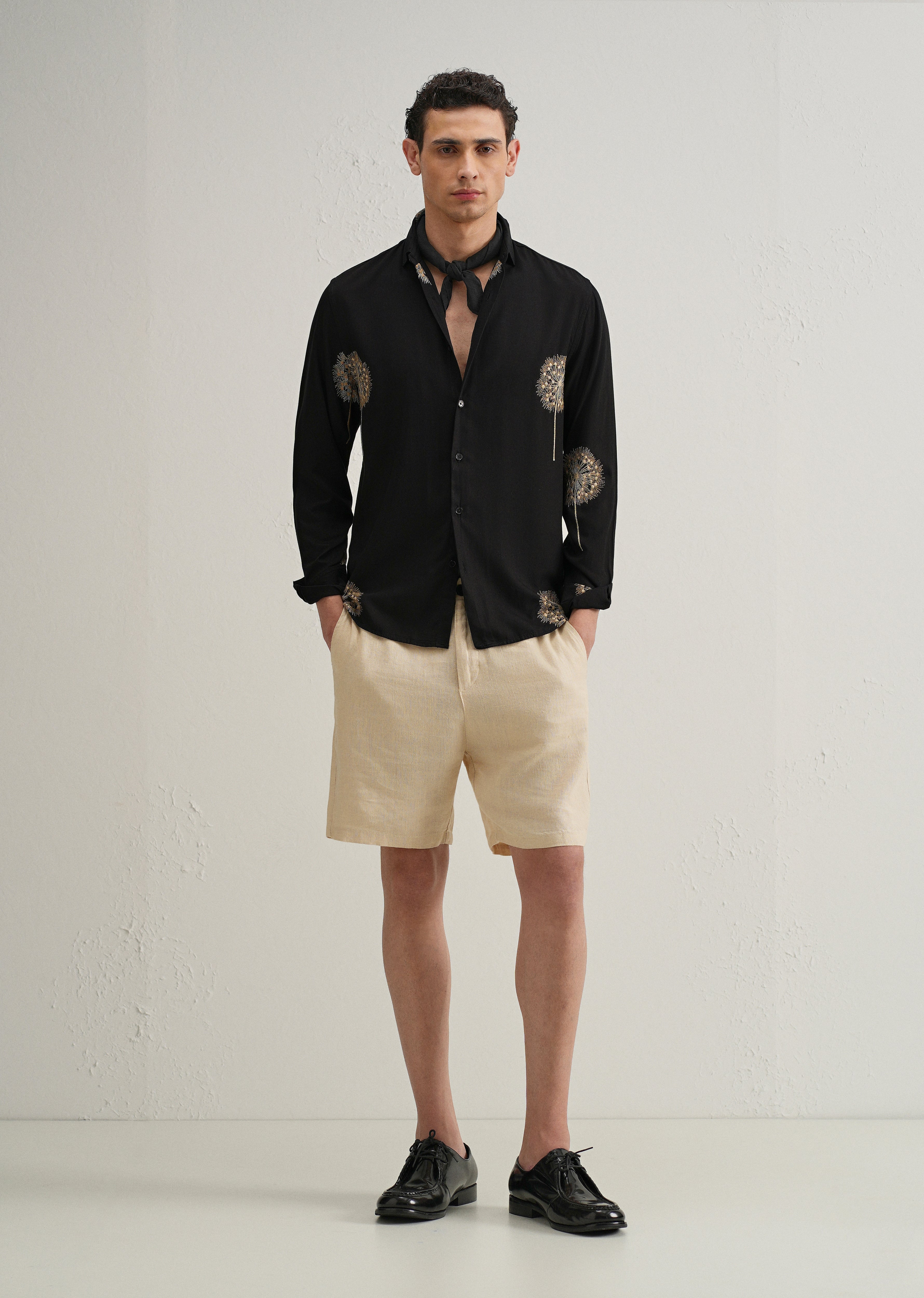 Black Dandelion Embroidery Shirt