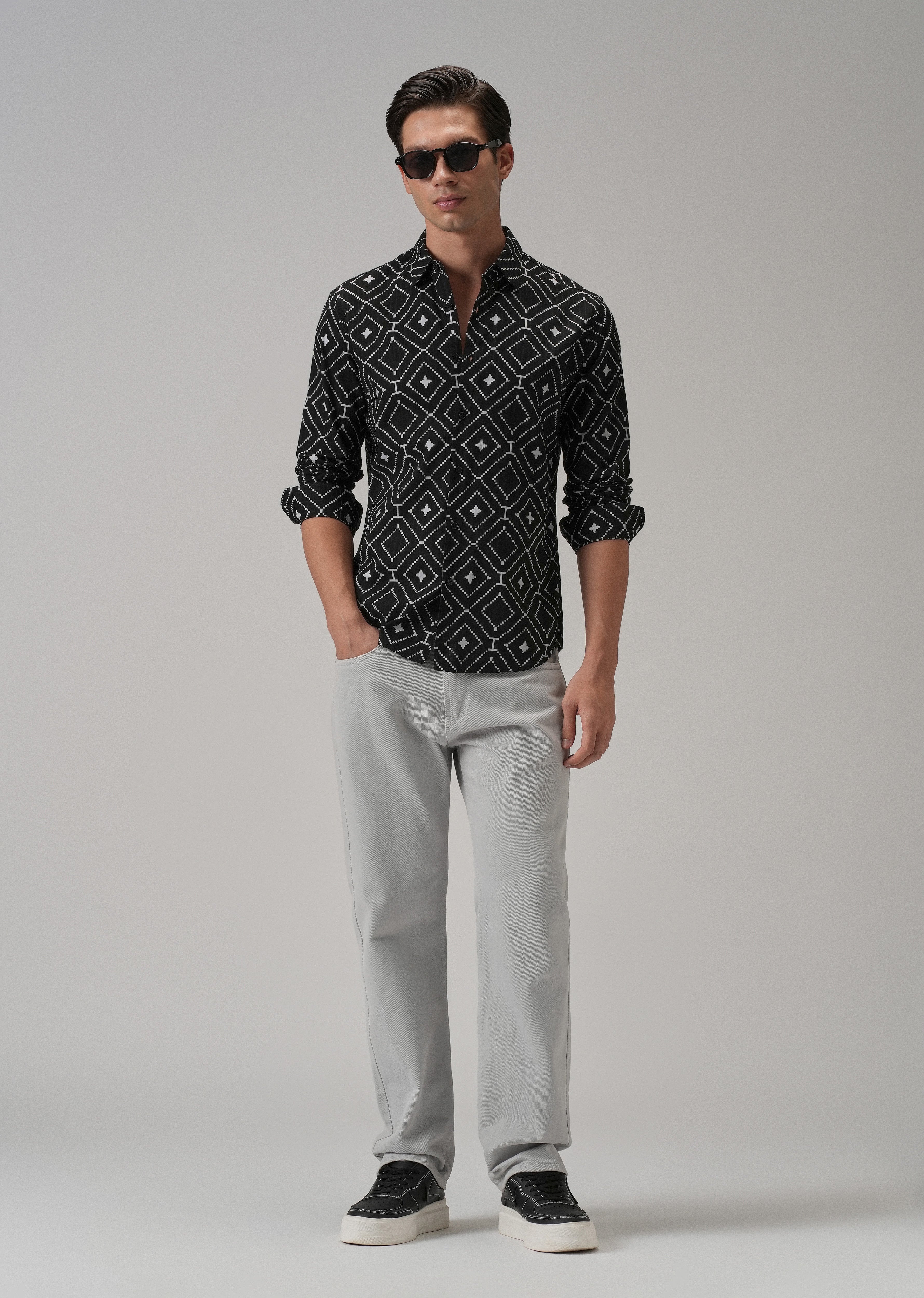 Black Diamond Pattern Print Shirt