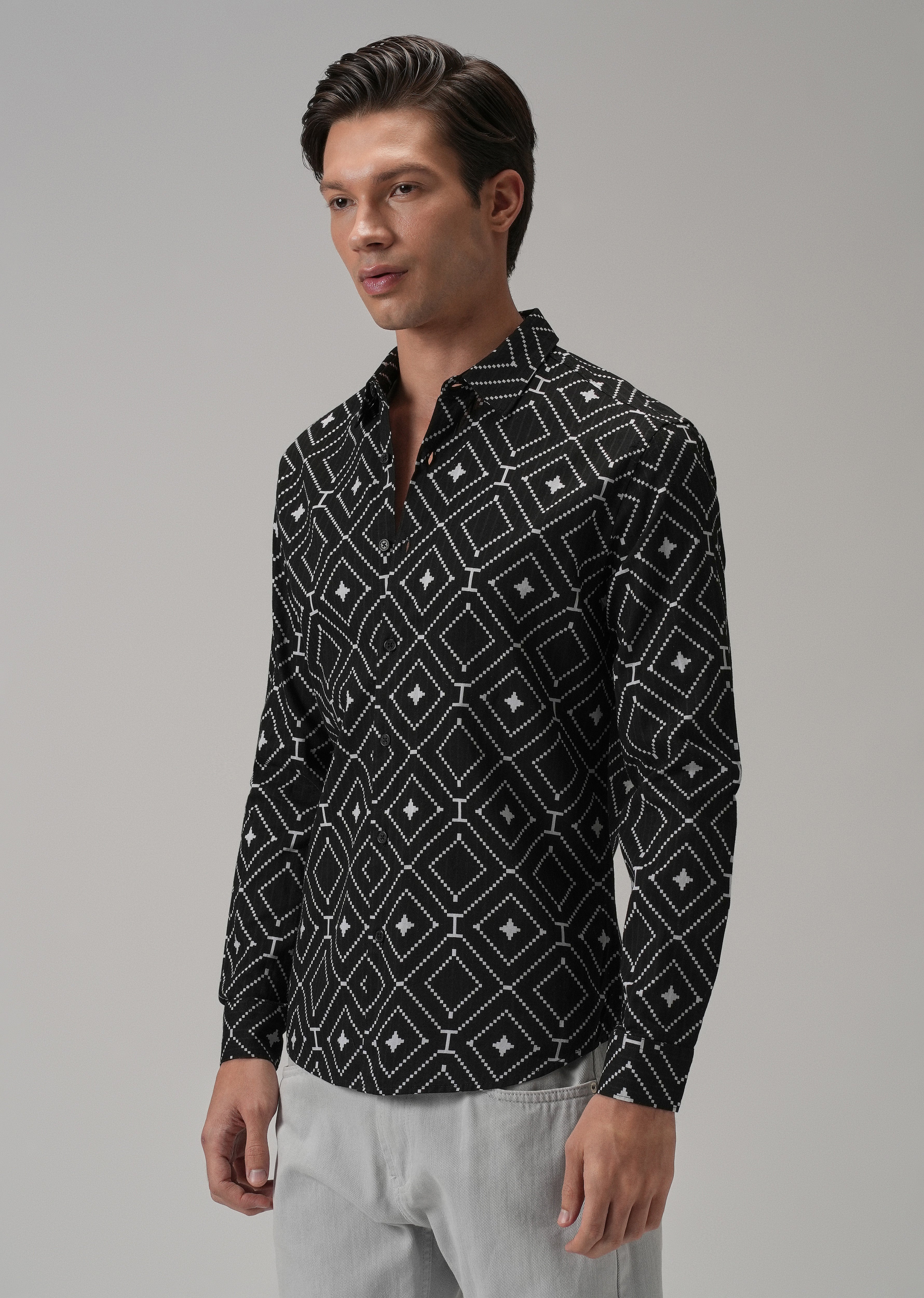 Black Diamond Pattern Print Shirt