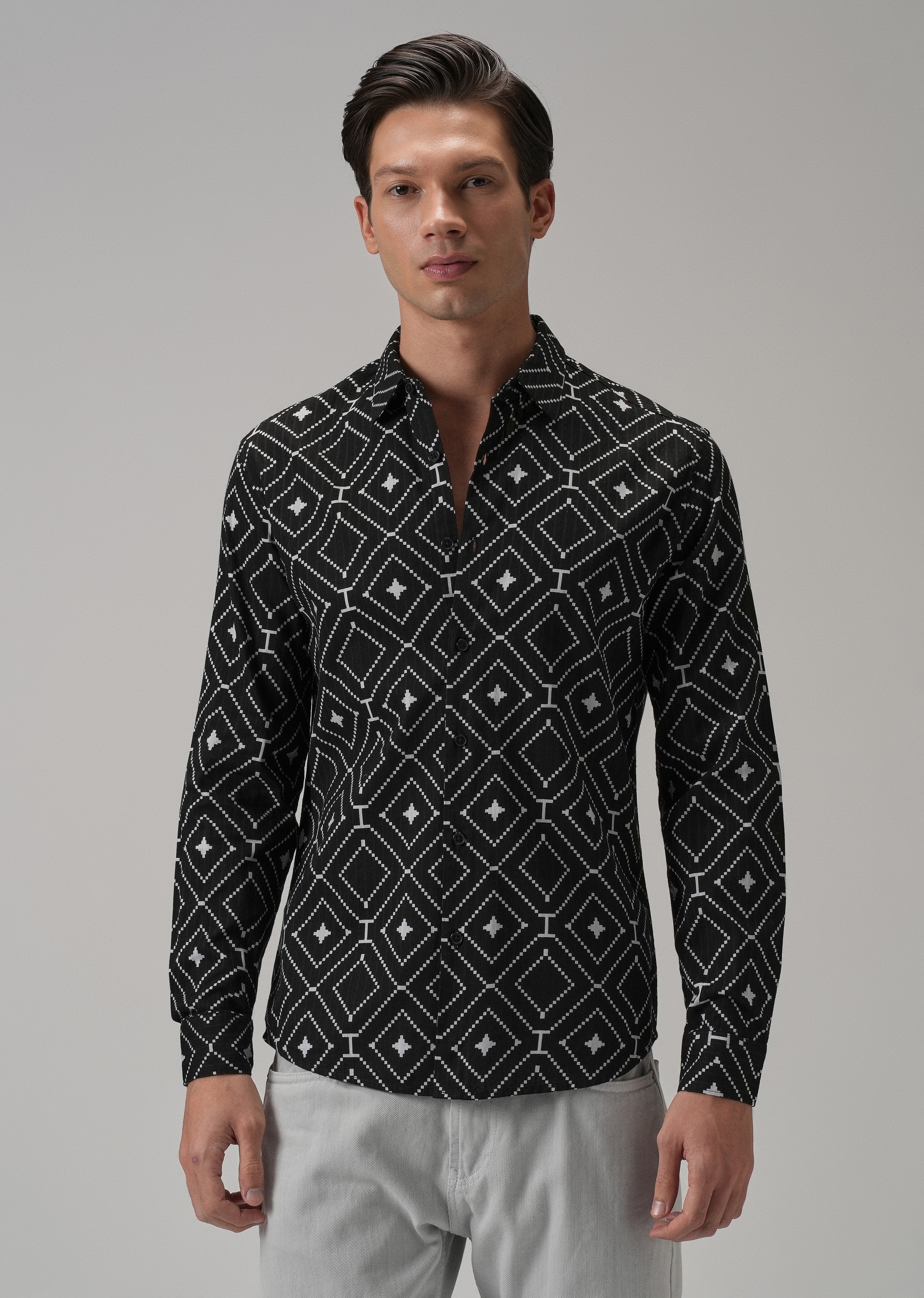 Black Diamond Pattern Print Shirt
