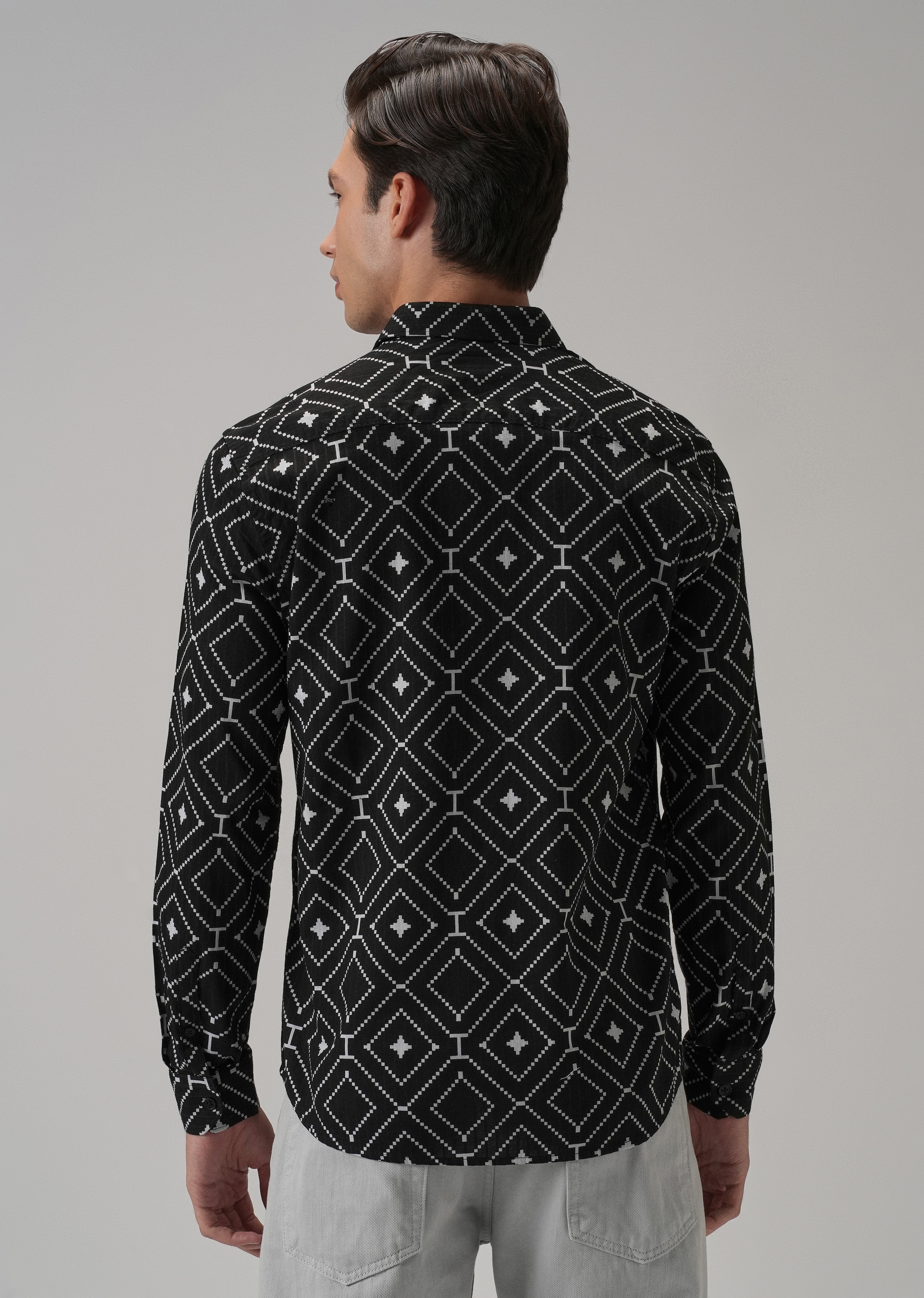 Black Diamond Pattern Print Shirt