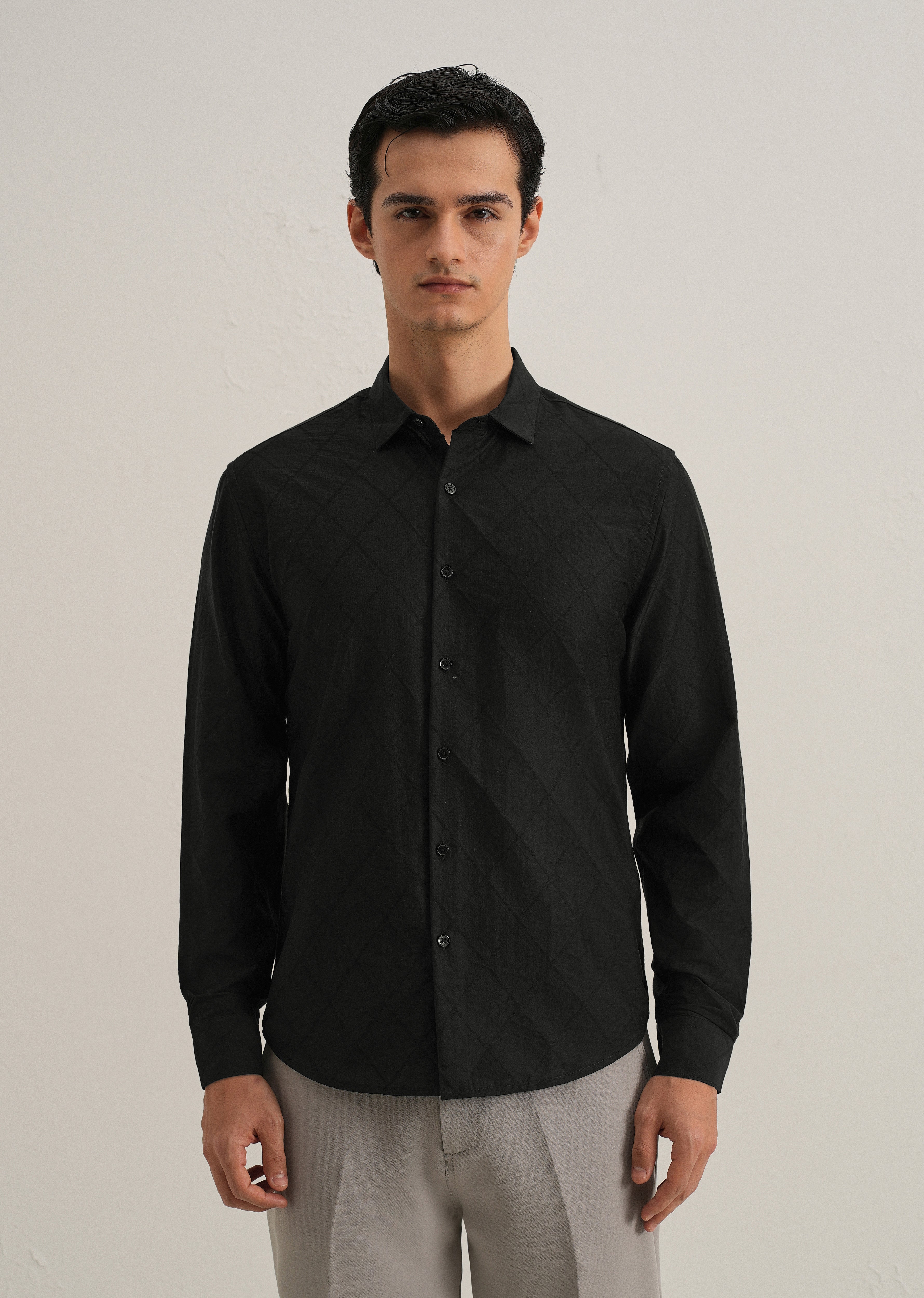 Black Diamond Self Pattern Shirt