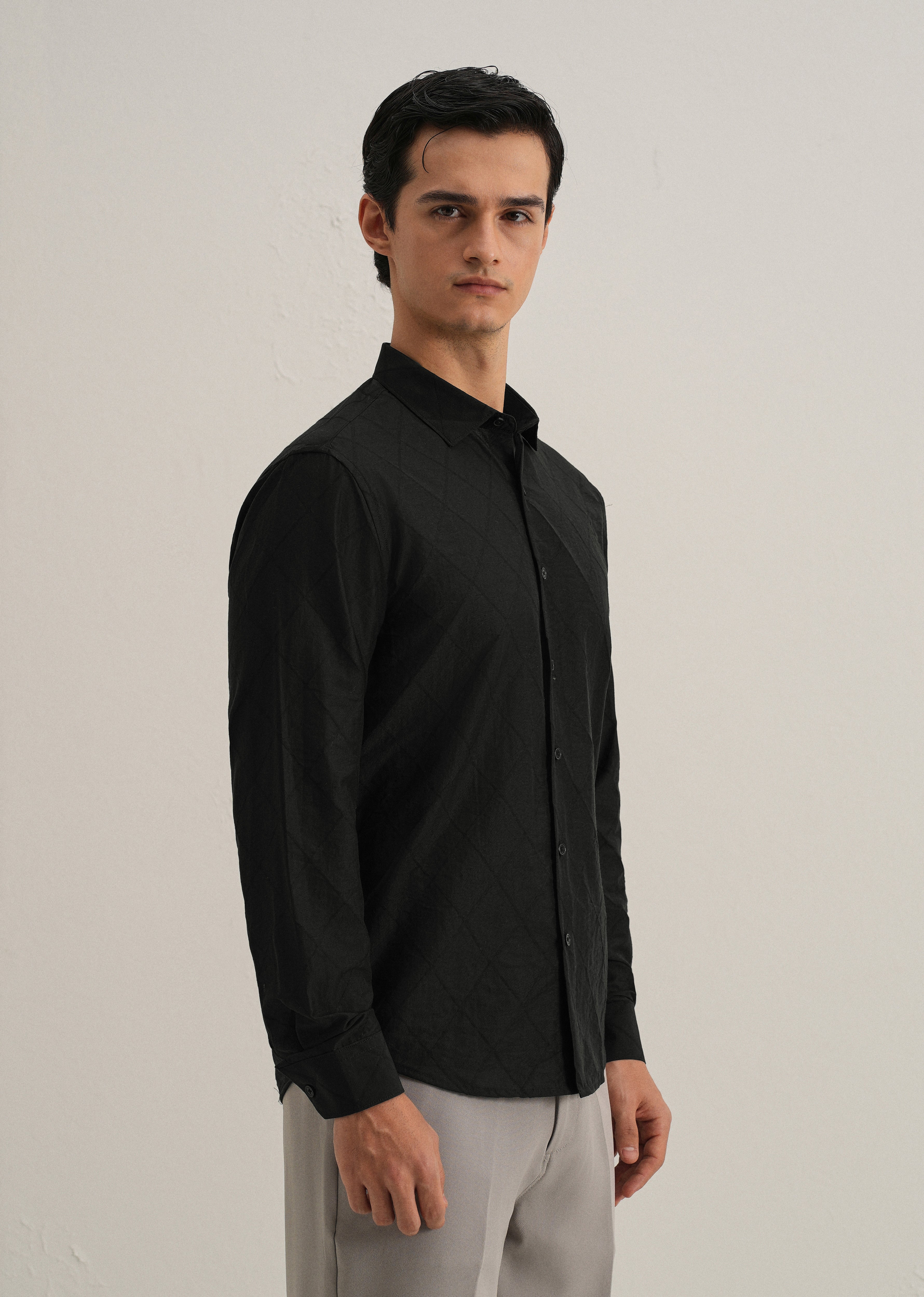 Black Diamond Self Pattern Shirt