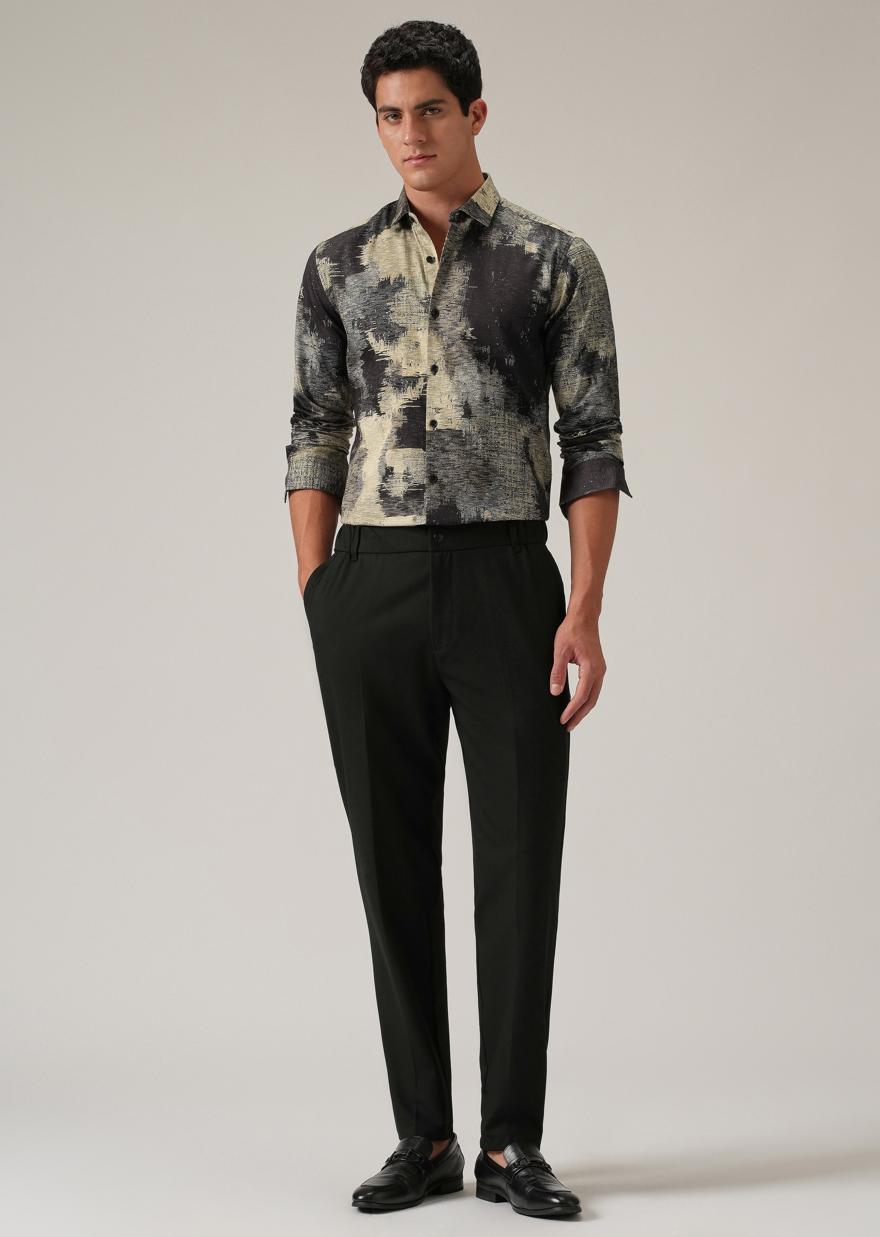 Black Distorted Print Shirt