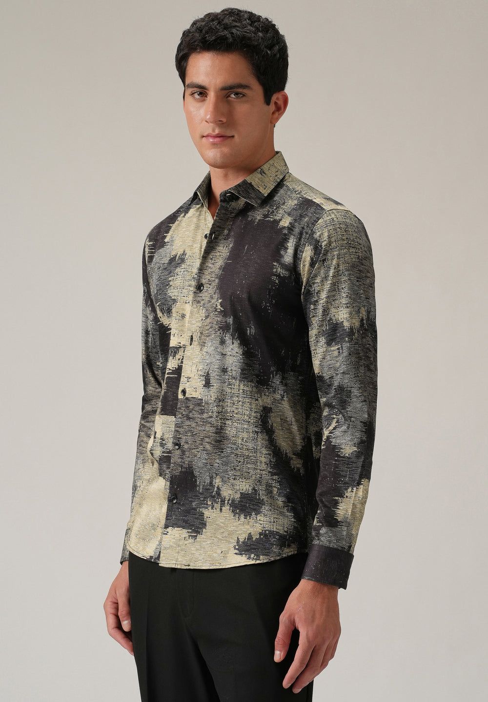 Black Distorted Print Shirt