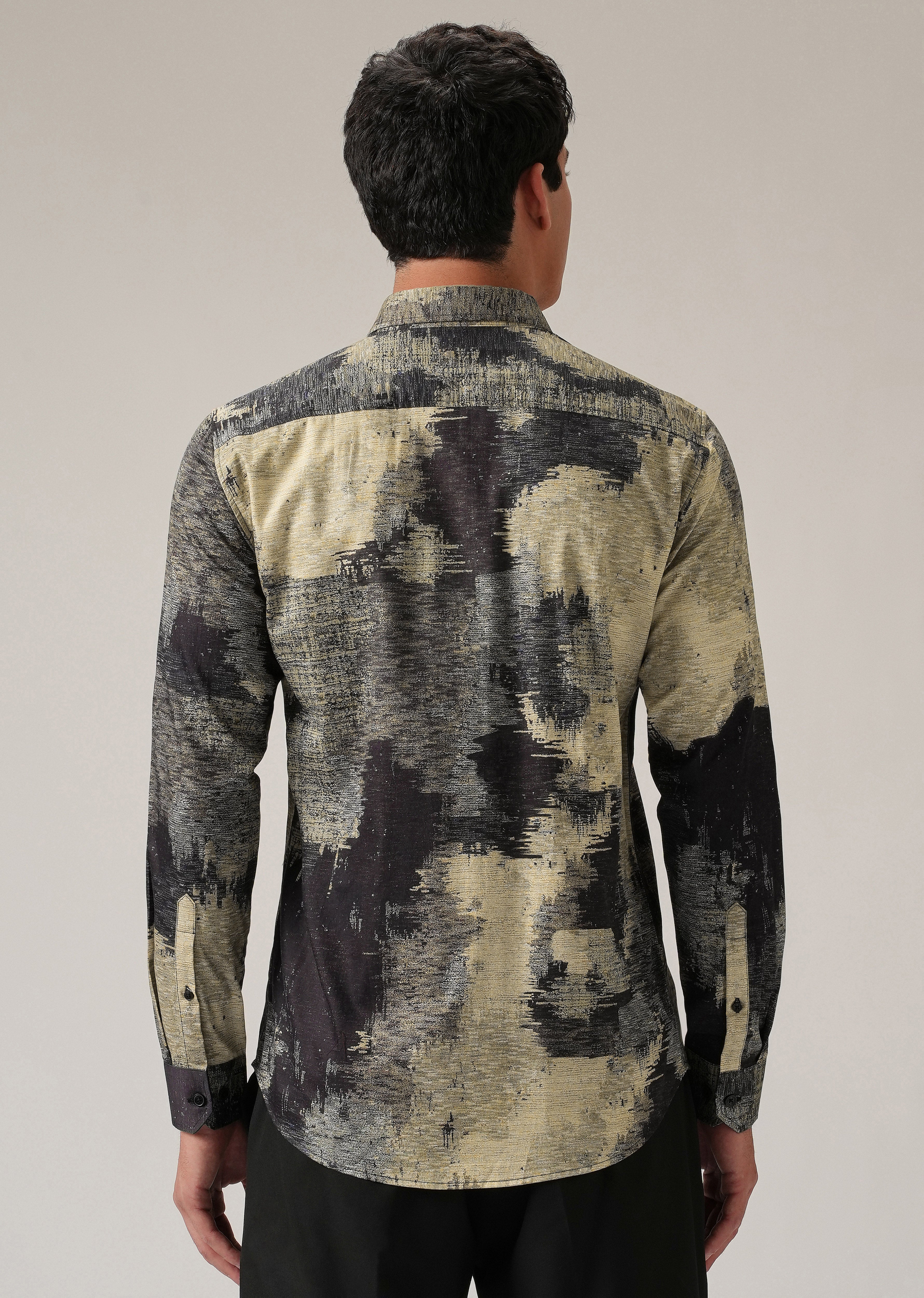Black Distorted Print Shirt