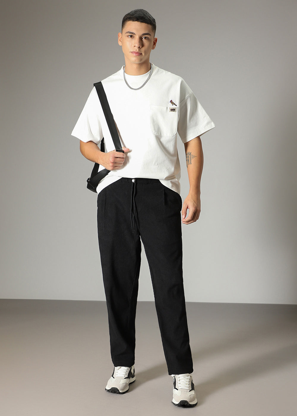Black Drawstring Corduroy Pant